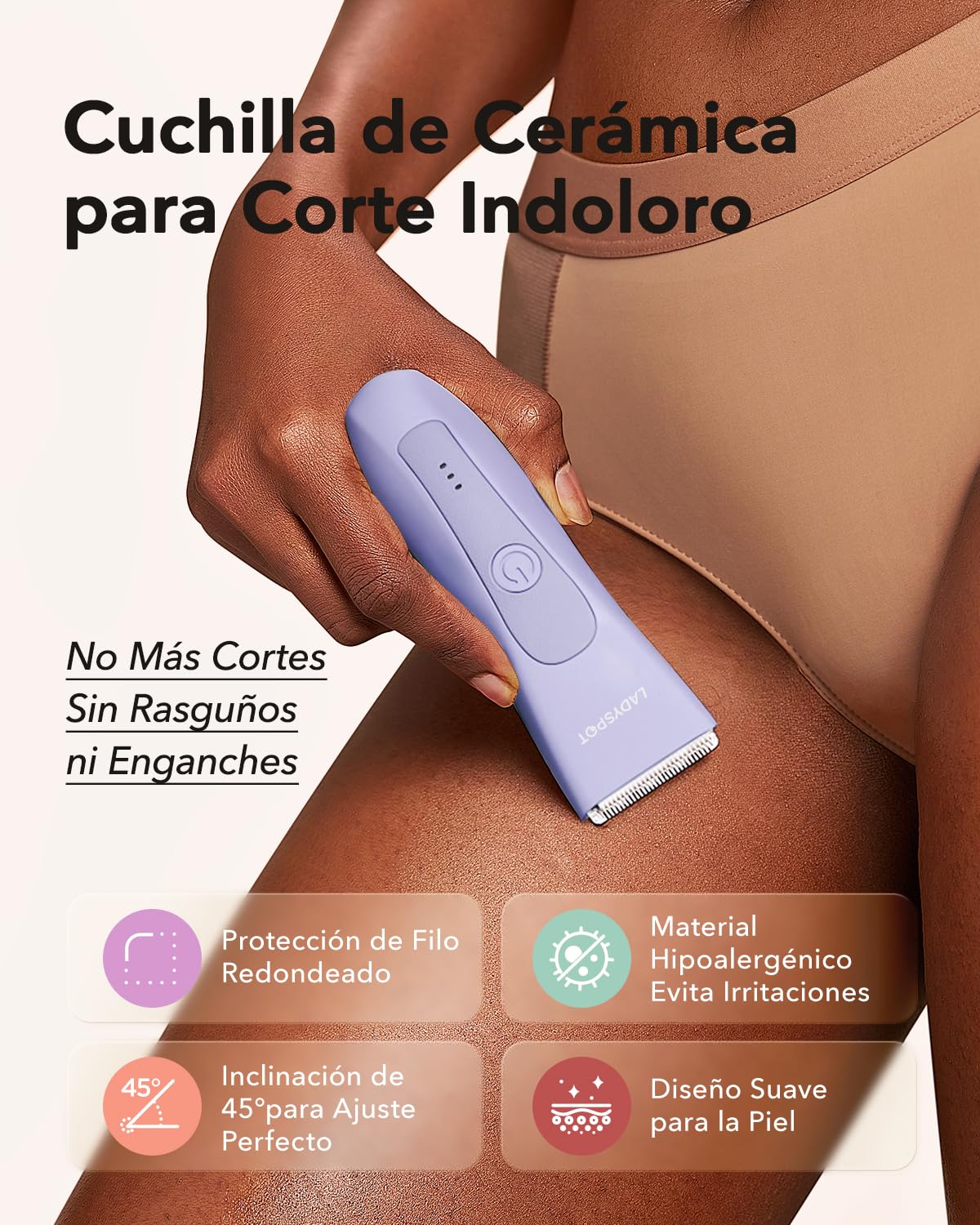 LADYSPOT Afeitadora Mujer, Rasuradora Mujer Zona Intima, Uso en Seco y en Mojad, IPX7 Impermeable, Afeitadora Corporal Recargable, Depiladora Electrica Pubis