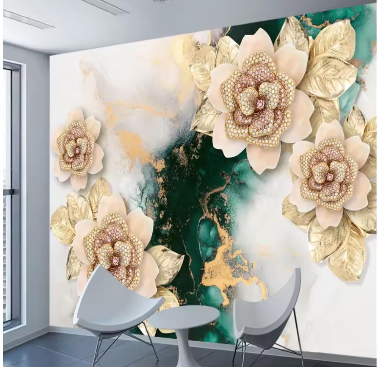 Tapety tapety salon salon salon ściany panel marmur kwiatowy mural tapeta 3D, 3D, 430x300cm