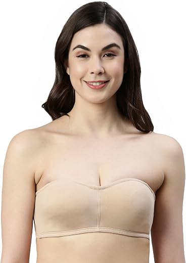 Enamor Strapless and Multiway Styling Women's Everyday Cotton Tube Bra - Perfect Shaping, Non-Padded, Wirefree, High-Cover...
