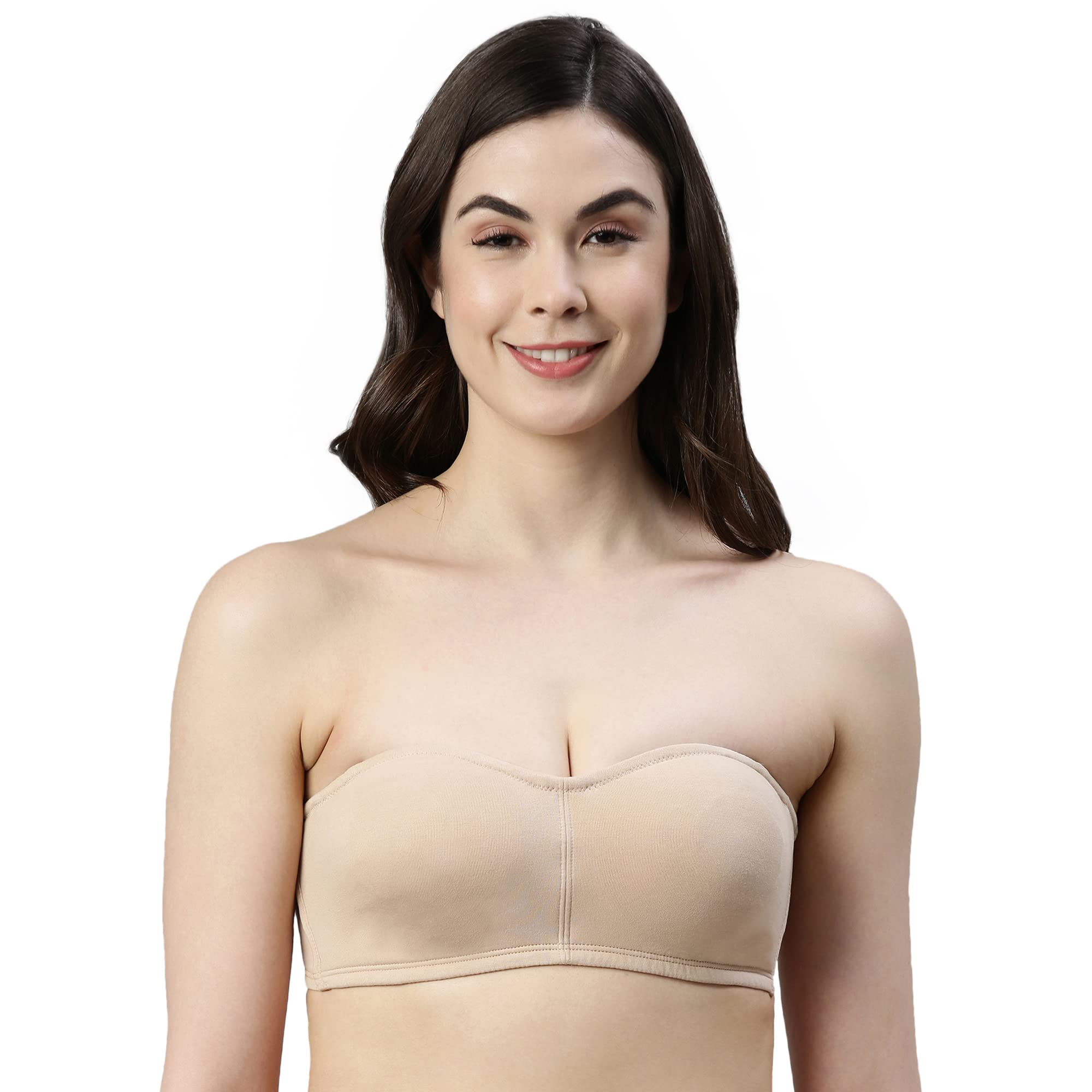 EnamorStrapless and Multiway Styling Women's Everyday Cotton Tube Bra - Perfect Shaping, Non-Padded, Wirefree, High-Coverage - A019