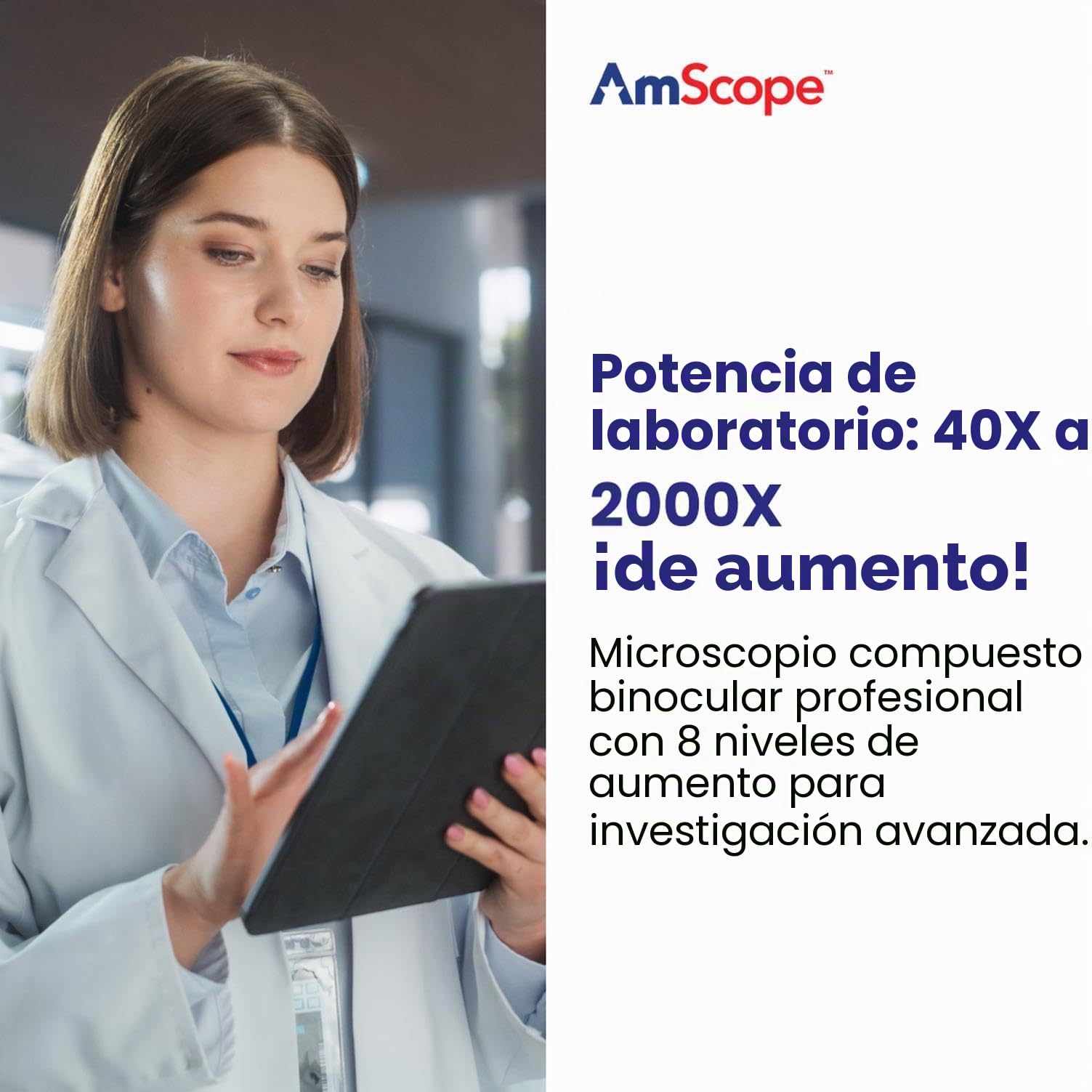 OMAX - 40X-2000X Binocular Microscopio Compuesto LED Lab con Doble Capa Etapa Mecanica + 100 Tapas de Diapositivas en Blanco y Vidrio + 50 Papel Limpiador de Lentes