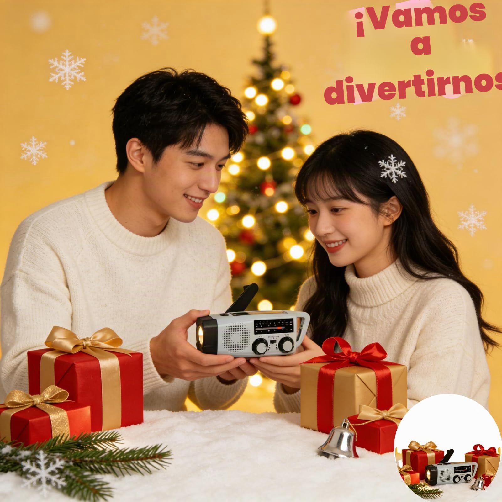 Radio de Emergencia Portátil Radio de Manivela con Linterna LED Alarma SOS Am FM 2000mAh Power Bank USB para Acampada Invernal Emergencias Invernales Regalos Unisex