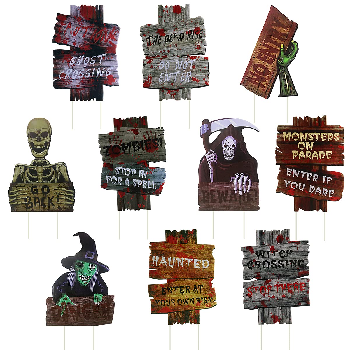 Whaline 10-teiliges Halloween-Hofschild-Set Mit 20 Pfählen – Süßigkeiten-Mais-Design, Wasserdicht, Für Garten-Deko