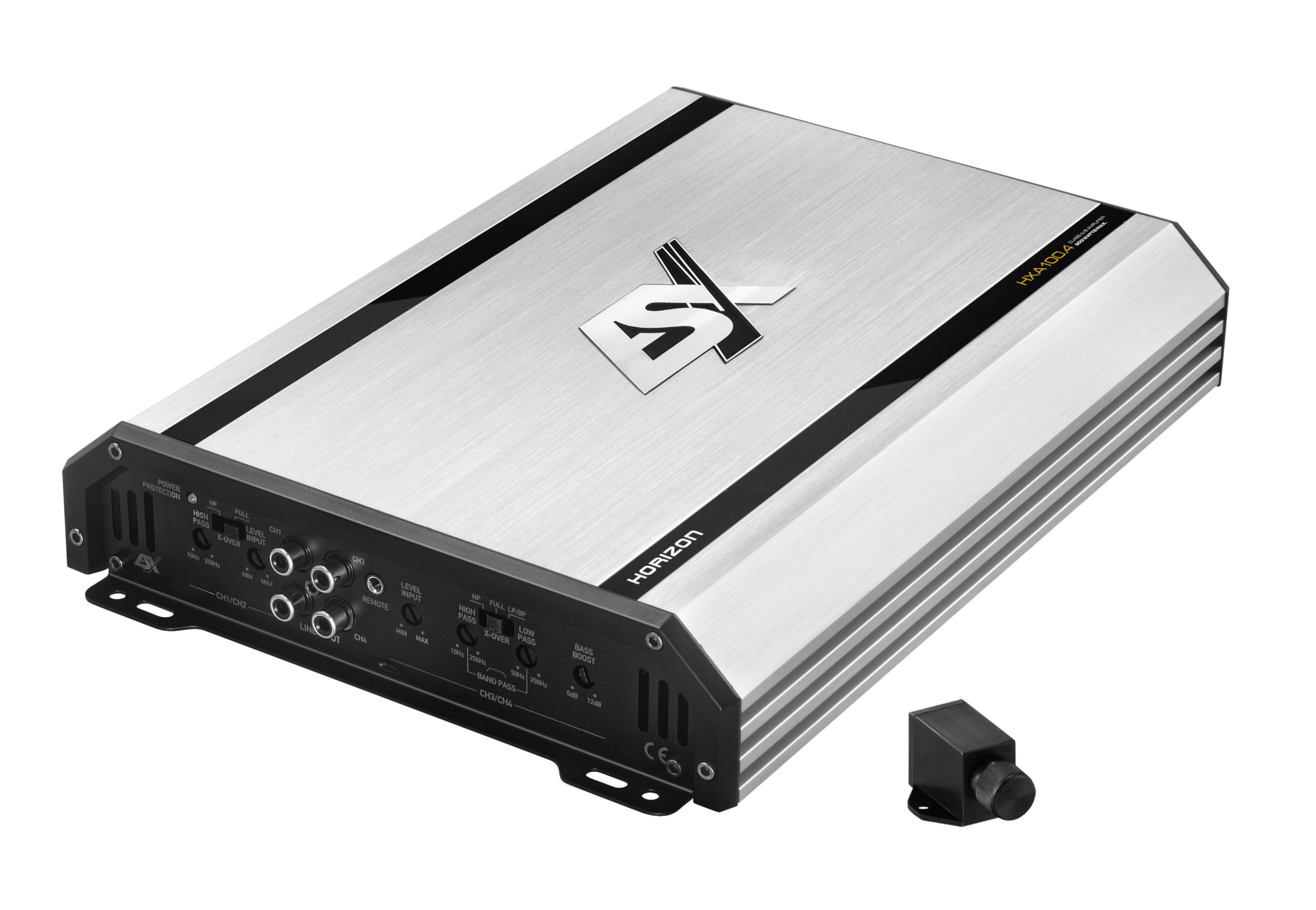 ESX HXA100.4 - Amplificatore classe A/B a 4 canali con 800 W max | telecomando per bassi incluso | serie Horizon