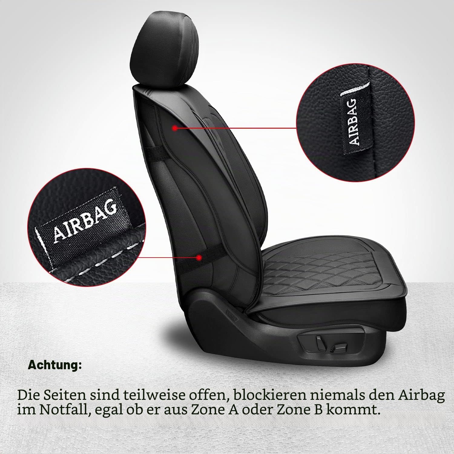 MIROZO Dodge Ram Sitzbezüge, komplettes Set, 5 Stück, Autositzbezug, wasserdicht, Kunstleder, passend für 2009–2023 1500, Normale Tonabnehmerkissen, kompatibel mit geteilten Bänken 0/60 cm Schwarz