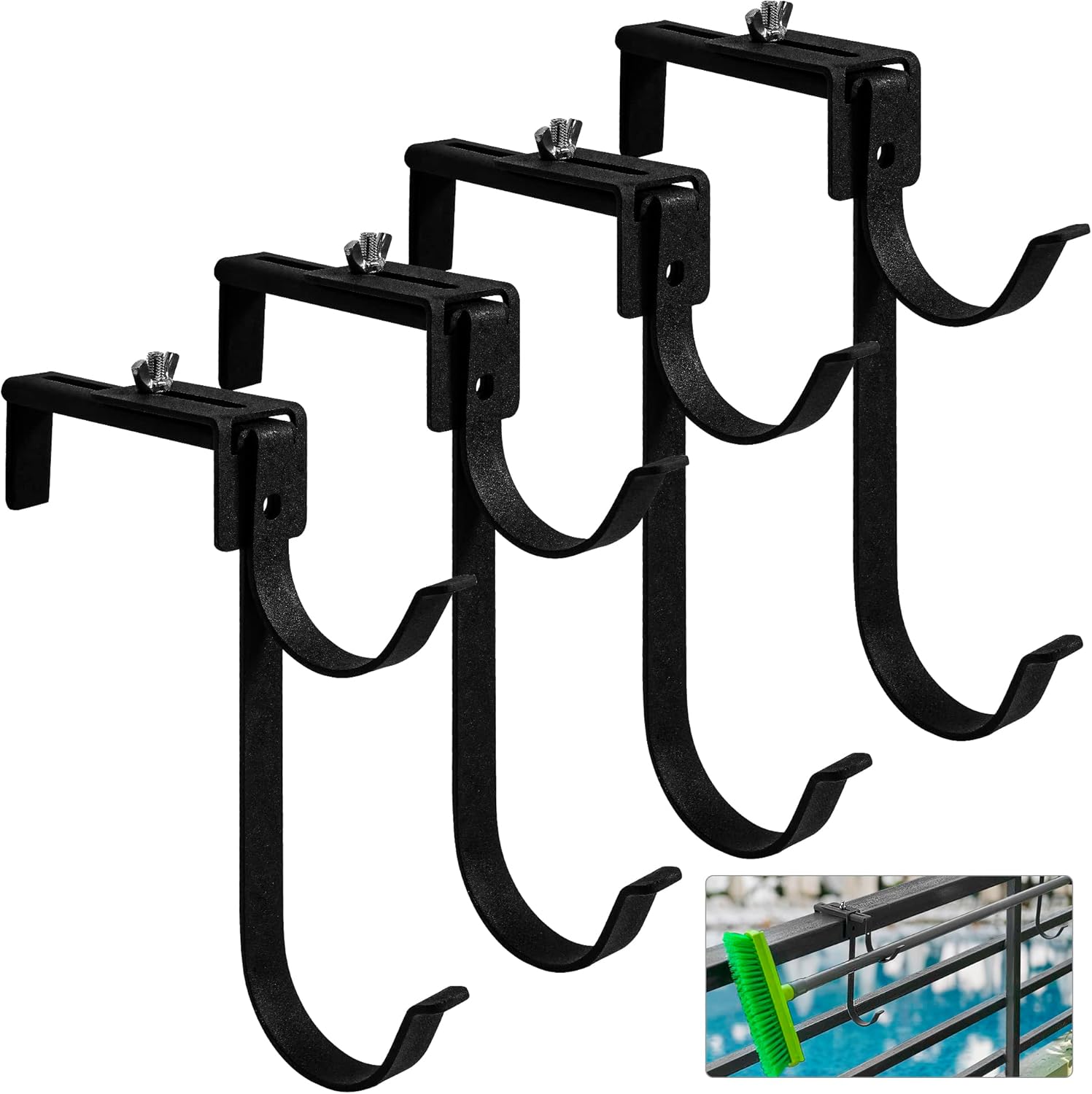 FABILE Adjustable Metal Pool Pole Hanger/Hook, Fency Hook