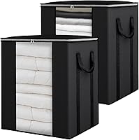 Vista 9 de Fixwal Bolsas de almacenamiento extra grandes para mantas de 120 L, bolsas de almacenamiento de edredón con asas reforzadas, contenedores de Gris