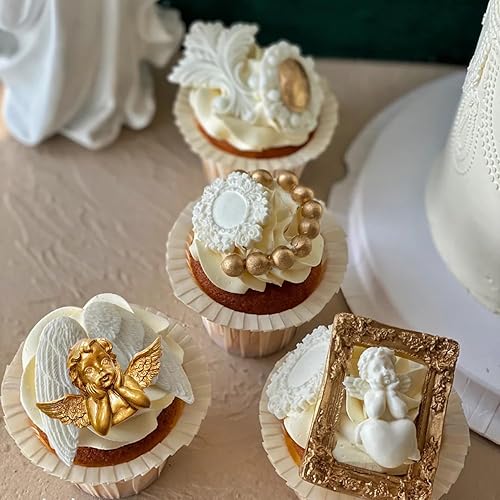 Miniatura 4 de MINFEIDMS Molde de fondant de ángel para decoración de tartas, decoración de cupcakes, pasta de caramelo de chocolate, arcilla polimérica, juego de 1