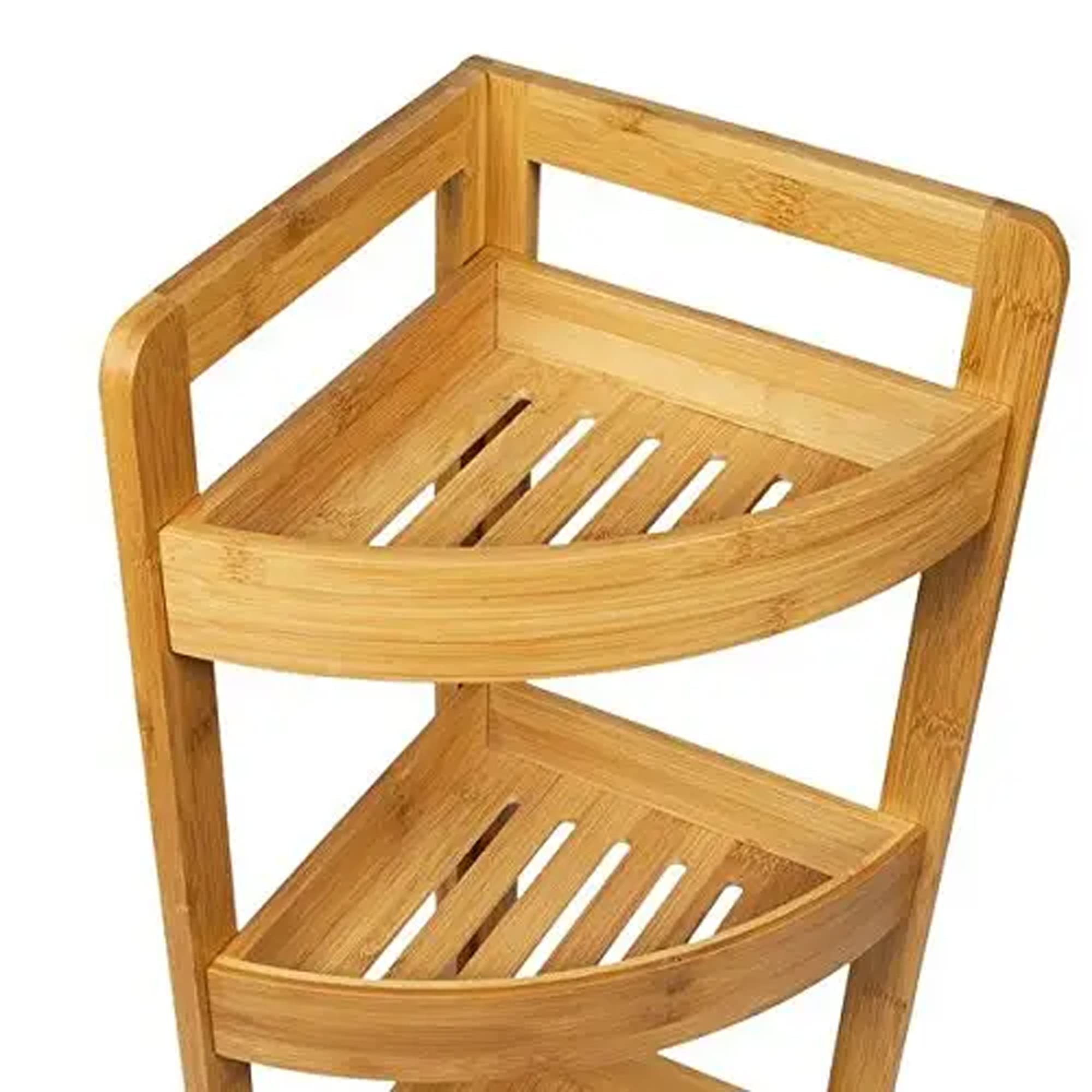Bambus Badregal Standregal Eckregal Badregal mit 4 Ablagen Holzregal Badezimmerregal 80 cm hoch