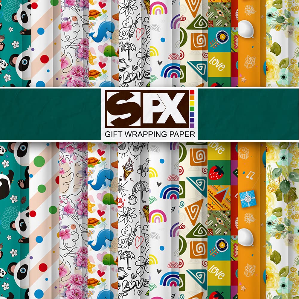 SPX Design Sheets Wrapping Paper For Birthday Gift Books Kids Decoration (19 X 27 Inch)-10 Pieces Each Design-1Pcs,Multicolour