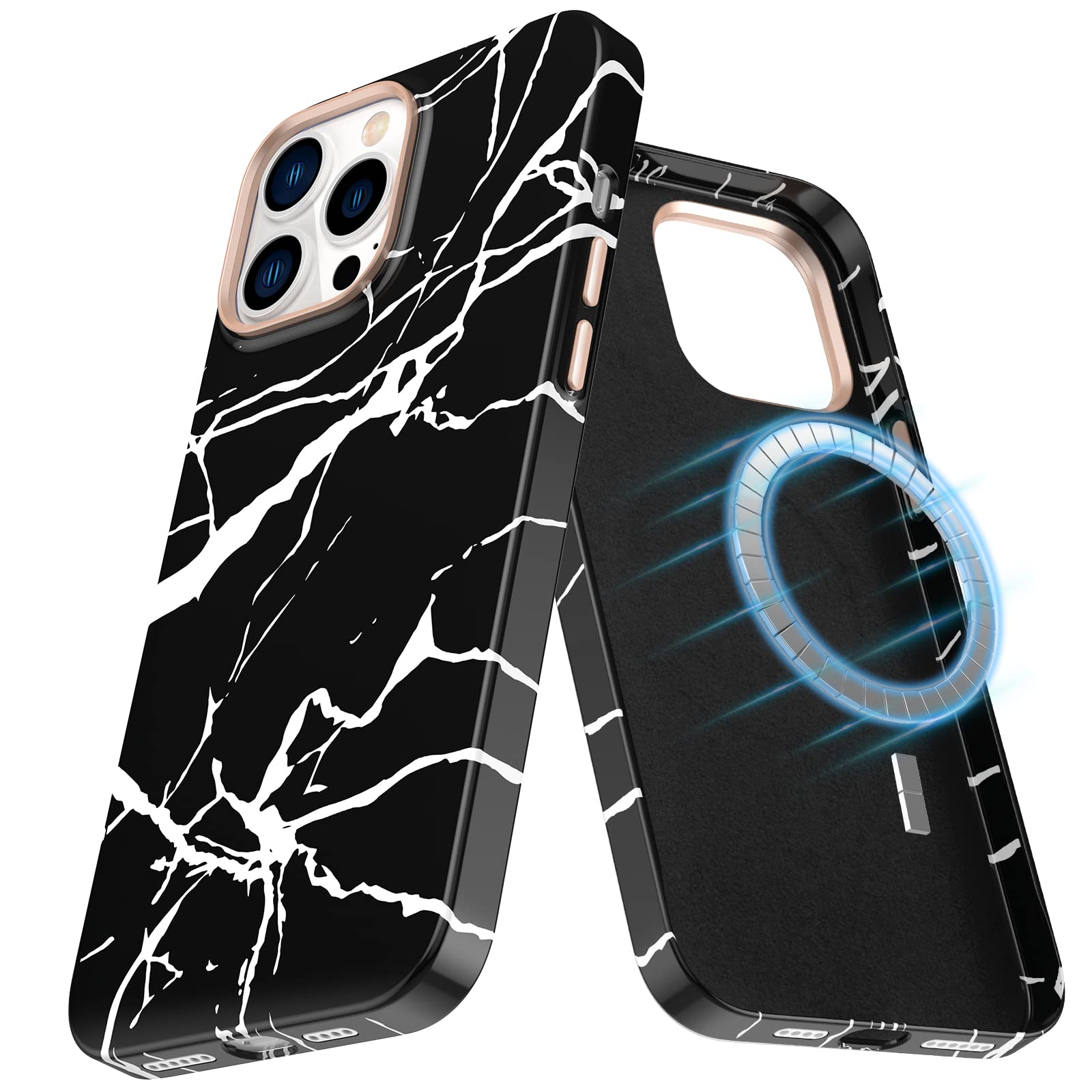 MCFANCE Silicone Magnetic For IPhone 13 Pro Max Case, Compatible With MagSafe, Full Camera Protection Soft Anti-Scratch Microfiber Lining For IPhone