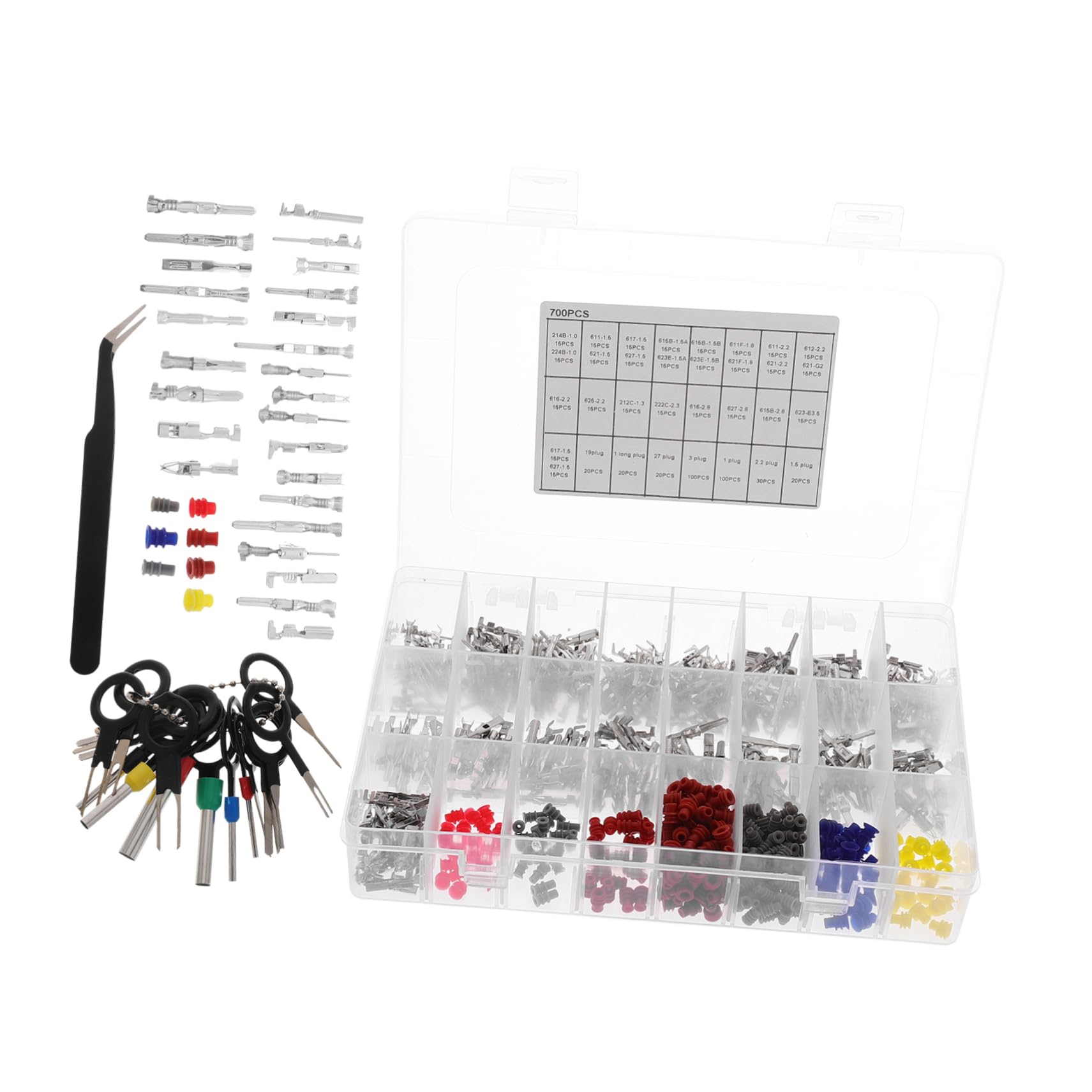OUNONA Kit de Connecteurs Électriques à Sertir 700Pcs pour Voiture Broches en Alliage et Plastique, Installation Facile pour Réparations Automobiles Polyvalentes