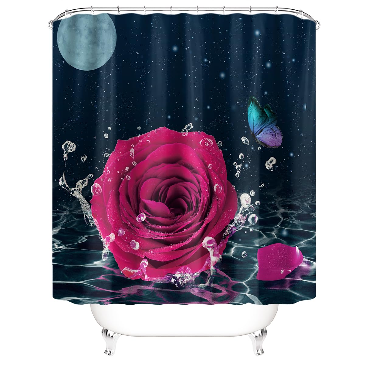 Juego De 3 Alfombras De Baño Mariposa Rosa Alfombra De Secado Rápido 50×80 Cm, Cubierta De Inodoro, Alfombra Tipo U Antideslizante Y Cortina De Baño