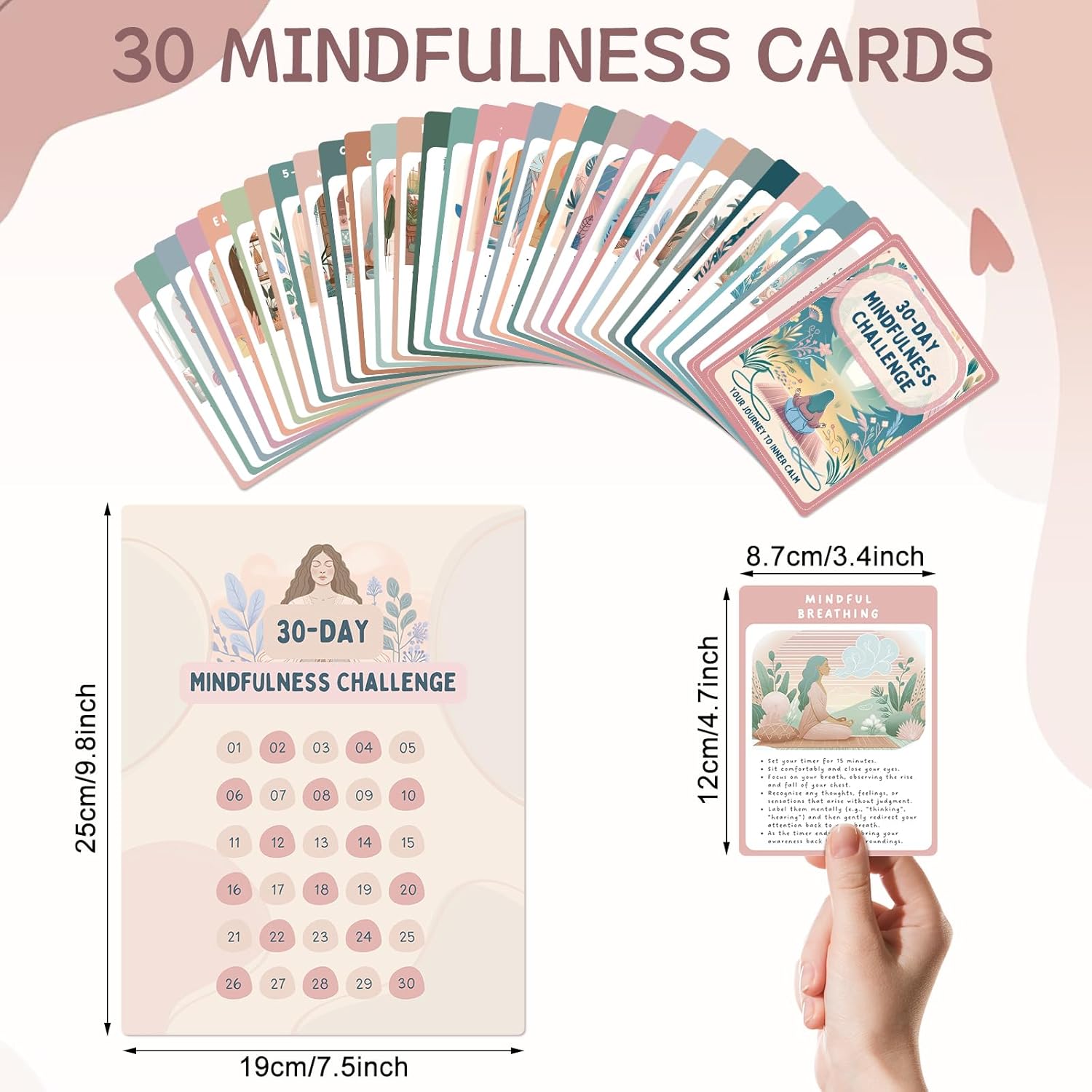 Unlock Calm: 30 Day Mindfulness Challenge Cards for Stress Relief and Anxiety Management