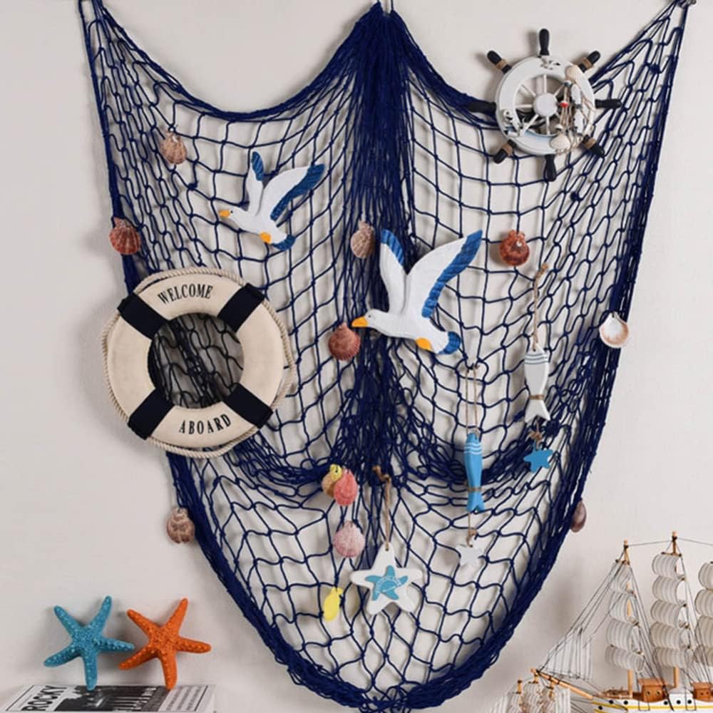 Lot De 2 Filets De Pêche Naturels Avec Coquillages - 200 Cm - Décoration Sur Le Thème De La Plage Pour Fête, Maison, Chambre à Coucher, Décoration Murale