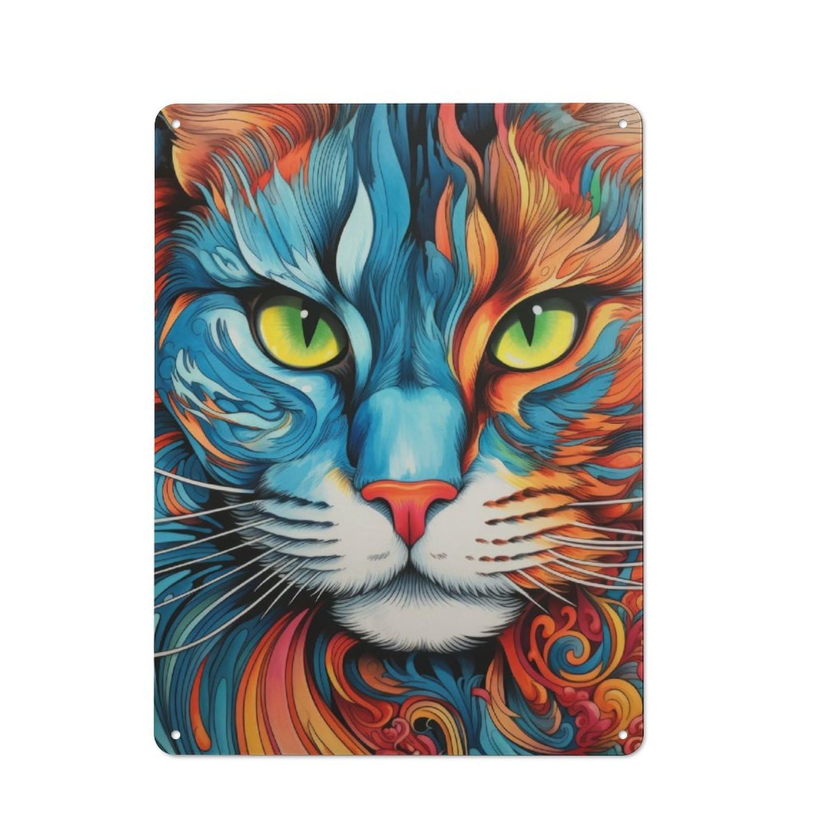Junmoney Cat Amazing Portrait Vintage Tin Sign 40X30cm With For Living Room Or Hallway, For Living Room Decor Lovers