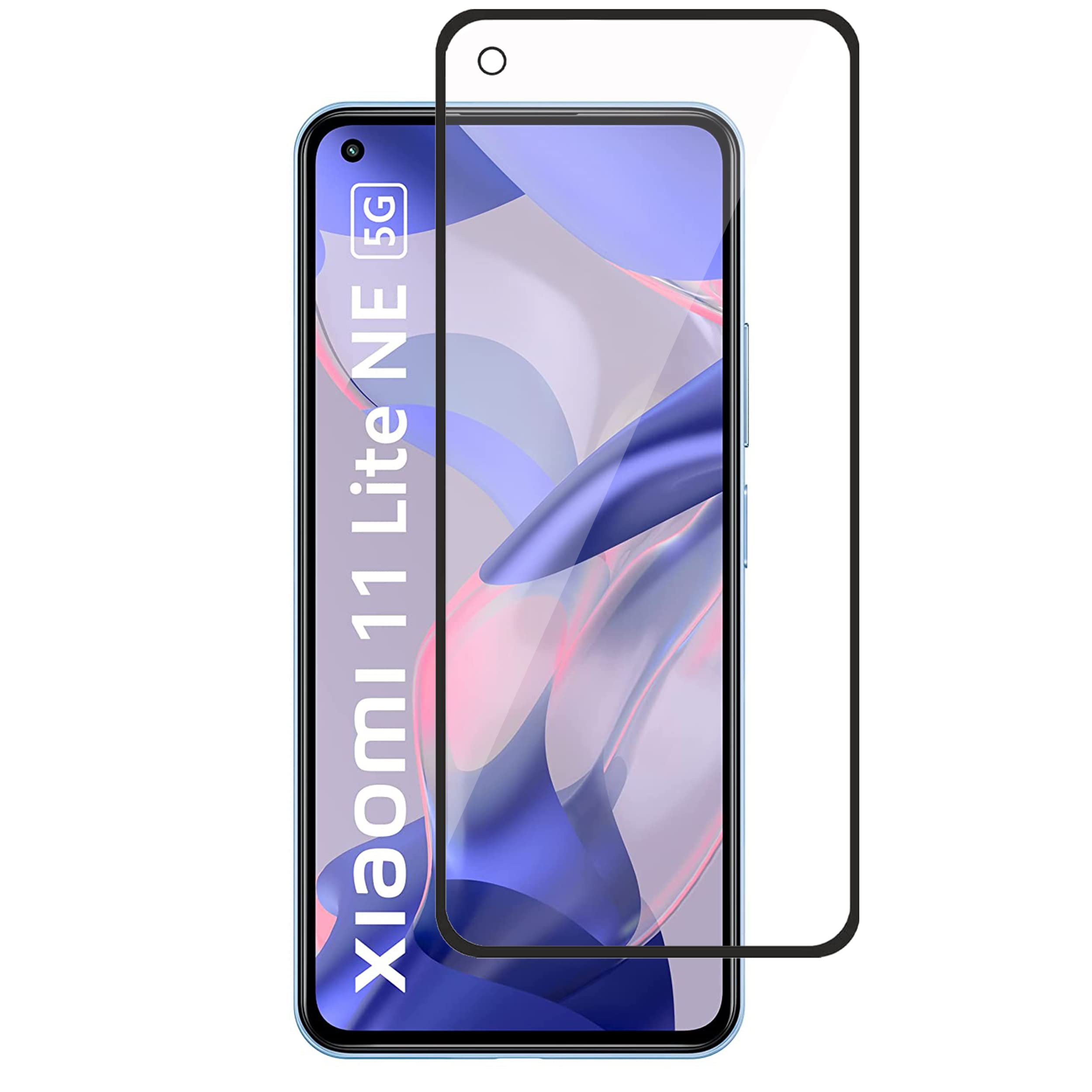 LINLO Premium Tempered Glass Screen Protector Compatible For Xiaomi 11 Lite Ne 5G / Xiaomi 11 Lite With Edge To Edge Coverage And Easy Installation Kit, Pack Of 1, Black for Smartphone