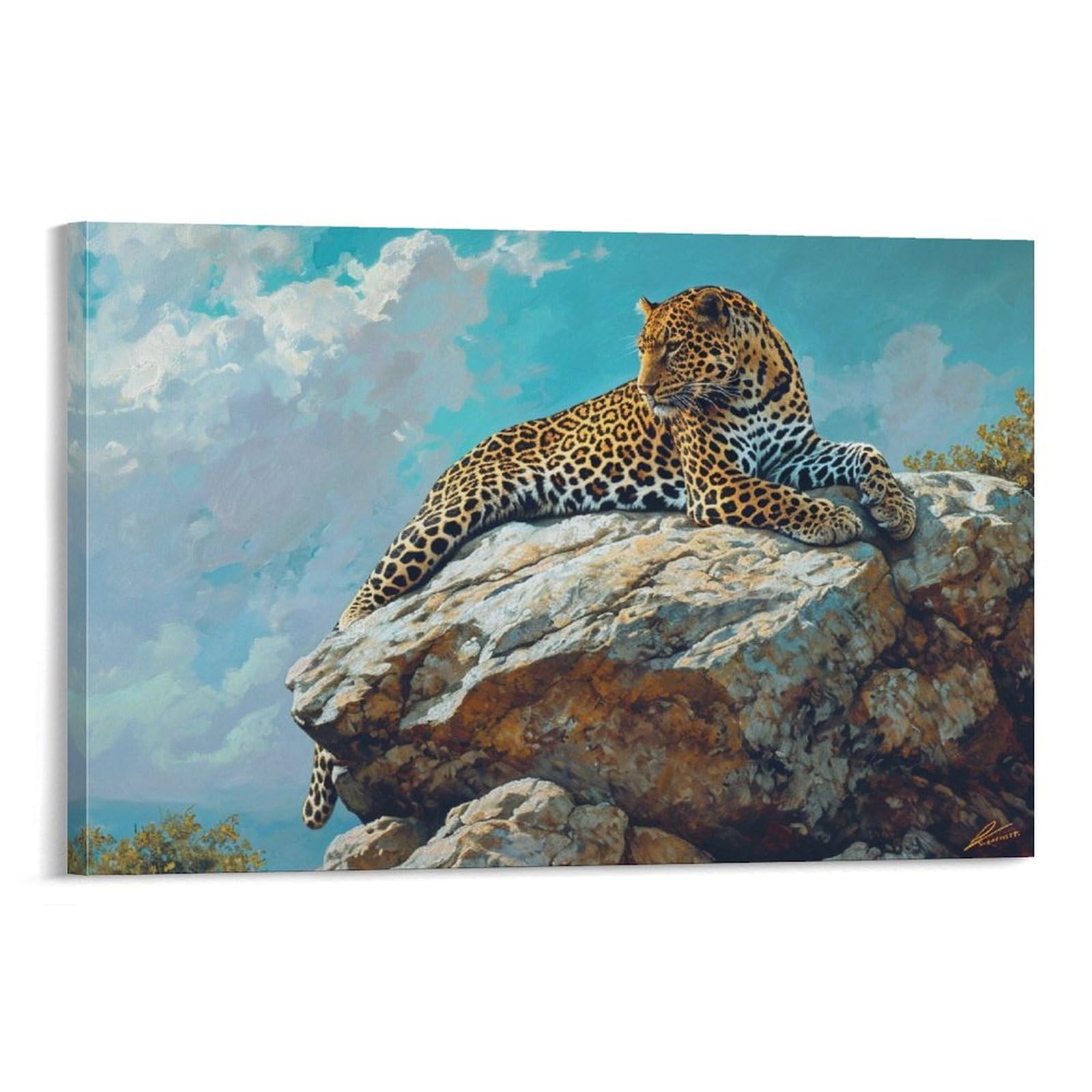 絵画　油彩画　油絵の具　木製ボード　 額縁　動物　豹　原画 絵画 油彩画 油絵の具 木製ボード 額縁 動物 豹 原画 T116929721