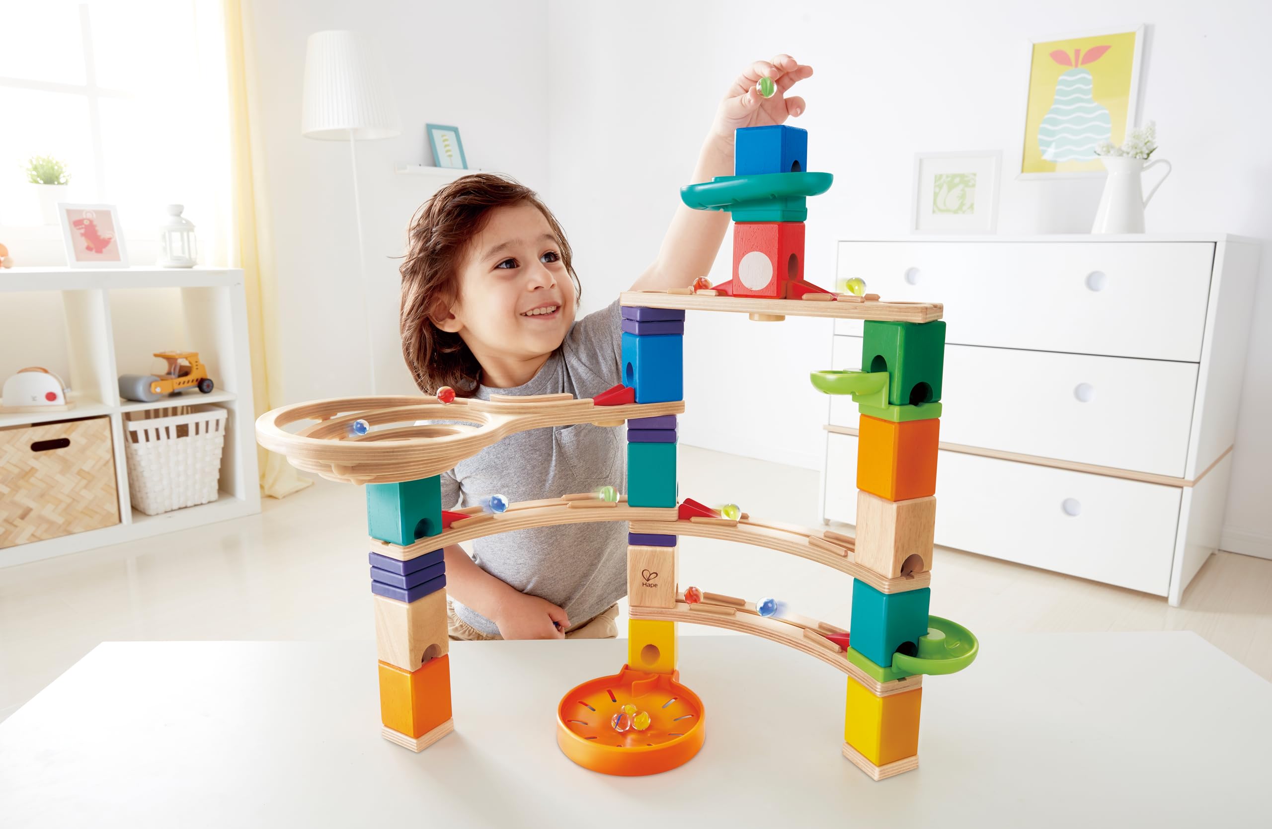 Hape Quadrilla - Corsa con Suspense | Pista per biglie di ultima generazione: divertimento STEAM dai 4 anni in su