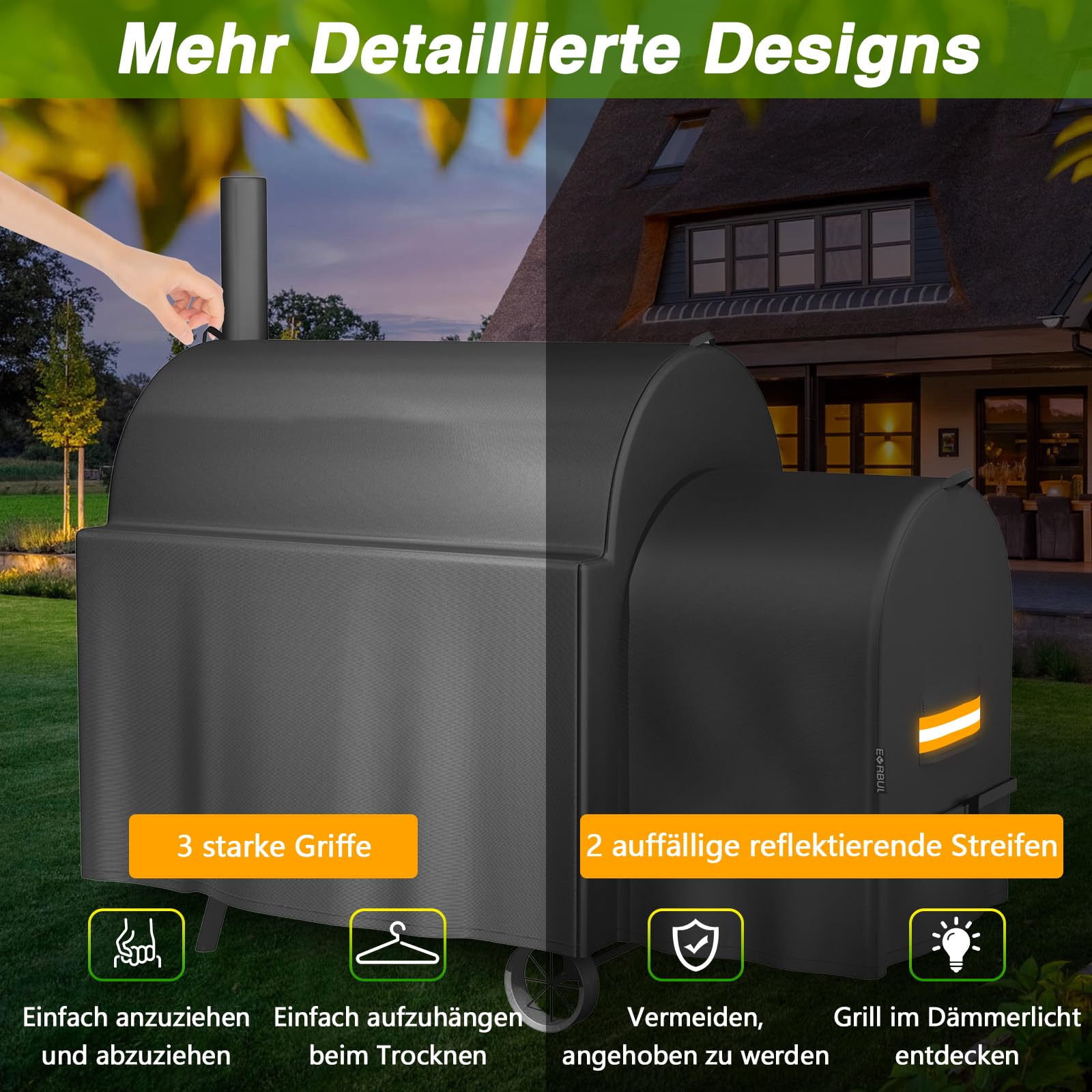 EVRBUL Raucherrahmenabdeckung Kompatibel mit Oklahoma Joe's Longhorn Highland Offset Smoker, Außenwasserdichte Grillabdeckung, Heavy Duty 420D BBQ Abdeckung, 162L x 93B x 142H cm, Ersetzt # 8259969P04