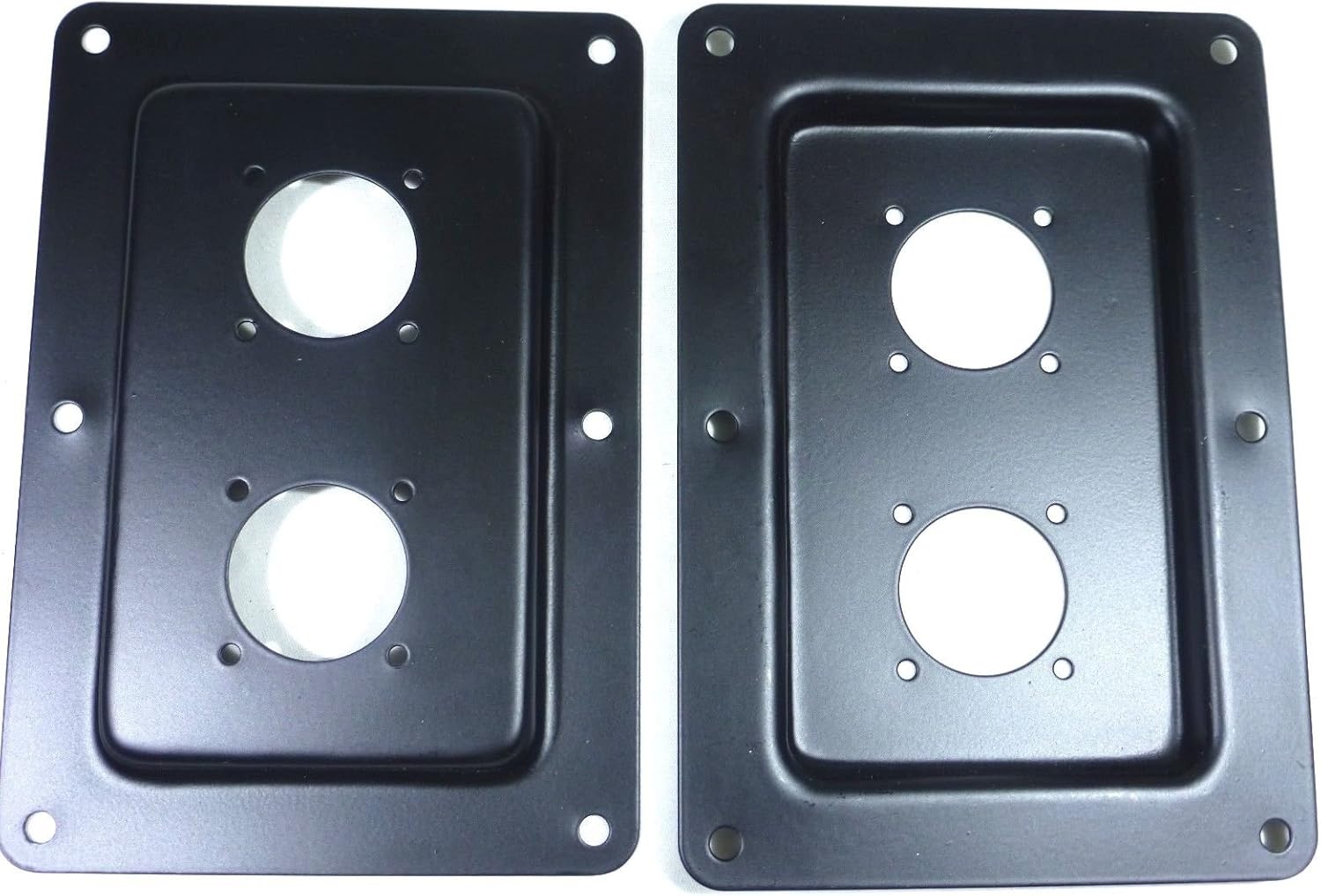 (2) Two Black Metal Speaker Jack Plates for Dual Large
