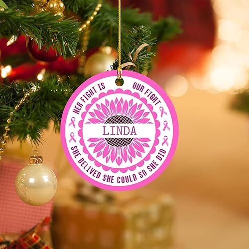 Miniatura 3 de Adorno para árbol de Navidad con texto en inglés "Her Fight is Our Fight", adorno personalizado para árbol de Navidad, adorno de Navidad