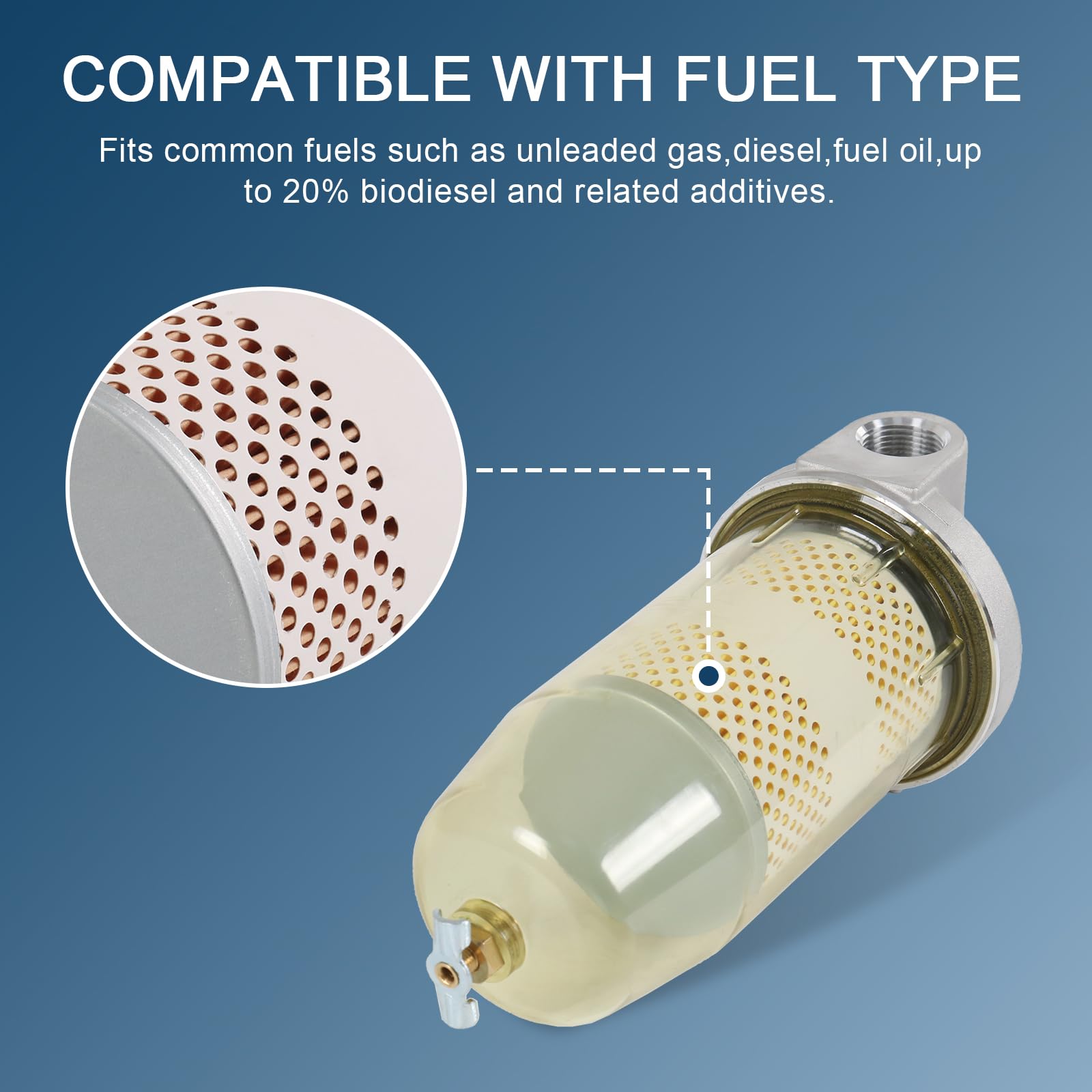 Filtro serbatoio carburante NPT 3/4 separato 30 micron max