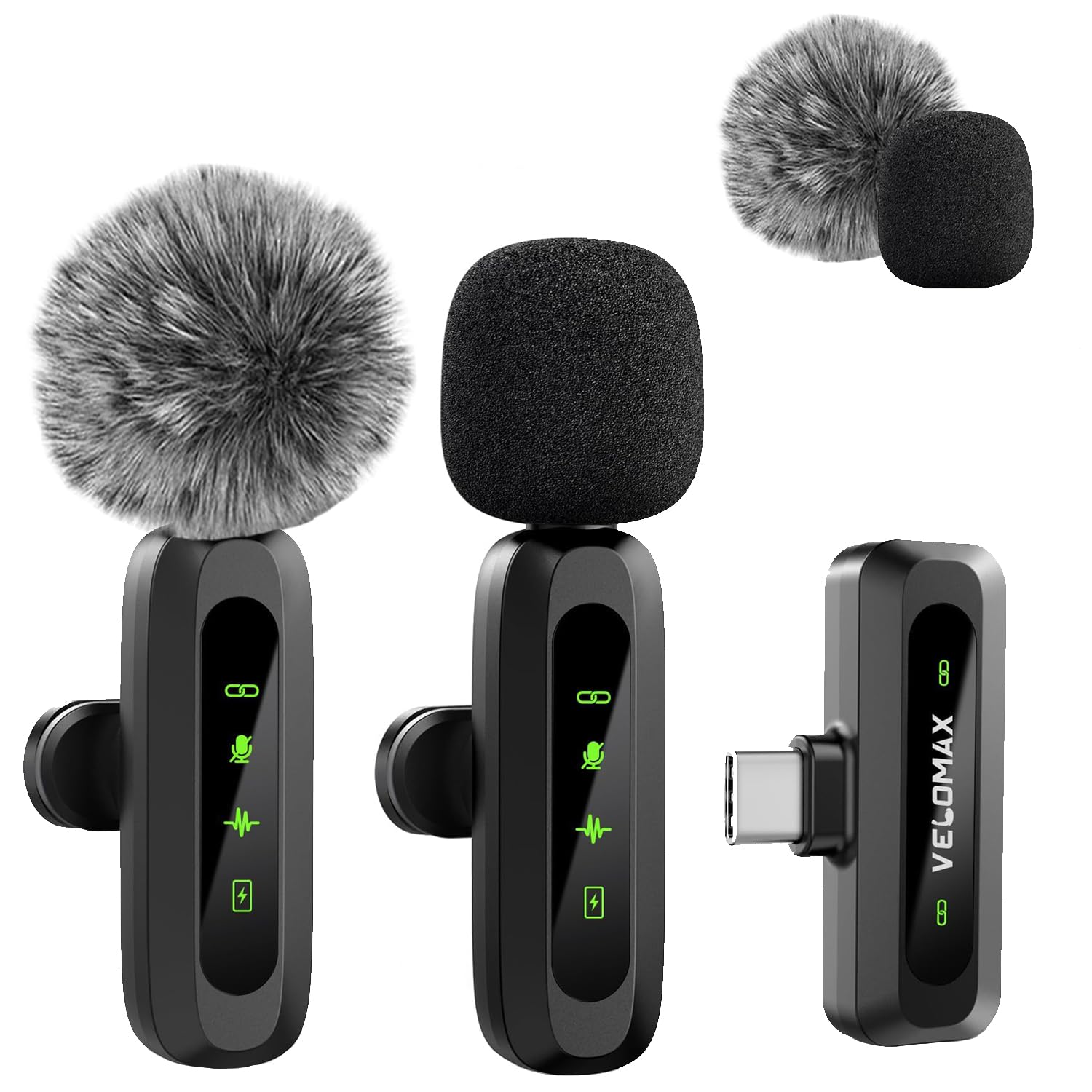VELOMAX Mic for YouTube Wireless - mic Wireless Ultra-Clear Noise Reduction, 30M Stable Connection, Zero Latency, Plug & Play, Perfect Wireless Mic for Youtubers Creators (Dual Mic(Type C Port))