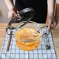 Vista 8 de ABHOME - Olla de vidrio con tapa, resistente al calor, acero inoxidable, doble asa, cristalería para cocinar, cacerola transparente para sopa