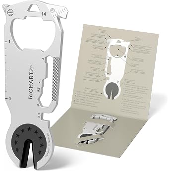 RICHARTZ Key Tool Active Multitool Key Ring 20 Practical Functions High-Quality Matt Blasted Stainless Steel Key Ring Tool wi