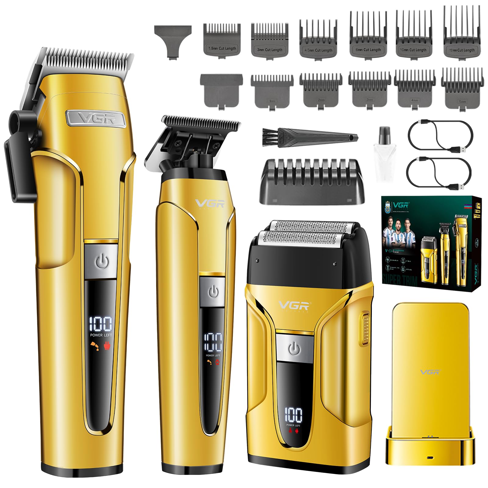 VGR 694 Tondeuse Cheveux Hommes Professionnel Kit Équipé Lames en Céramique