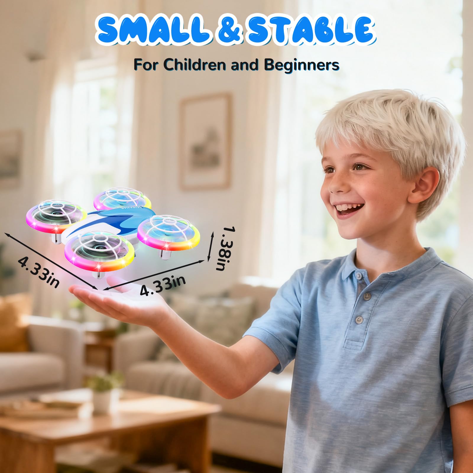 Skeufy Mini Drone for Kids for Beginner Kids drone with LED light, Altitude Hold, 3D Flip, Headless Mode - Image 2