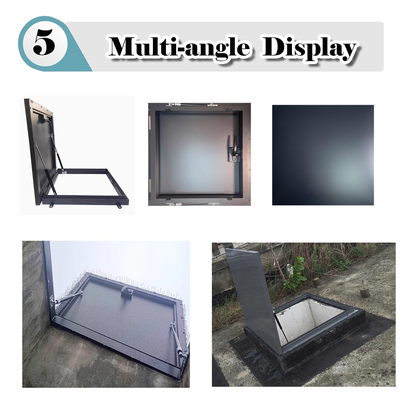 Genérico Escotilla de Techo Resistente y Personalizable con Asas - Cubierta de tragaluz Impermeable y antirrobo, Junta de escotilla de Mantenimiento de Metal (60x60 cm / 23,6x23,6 Pulgadas) para Uso