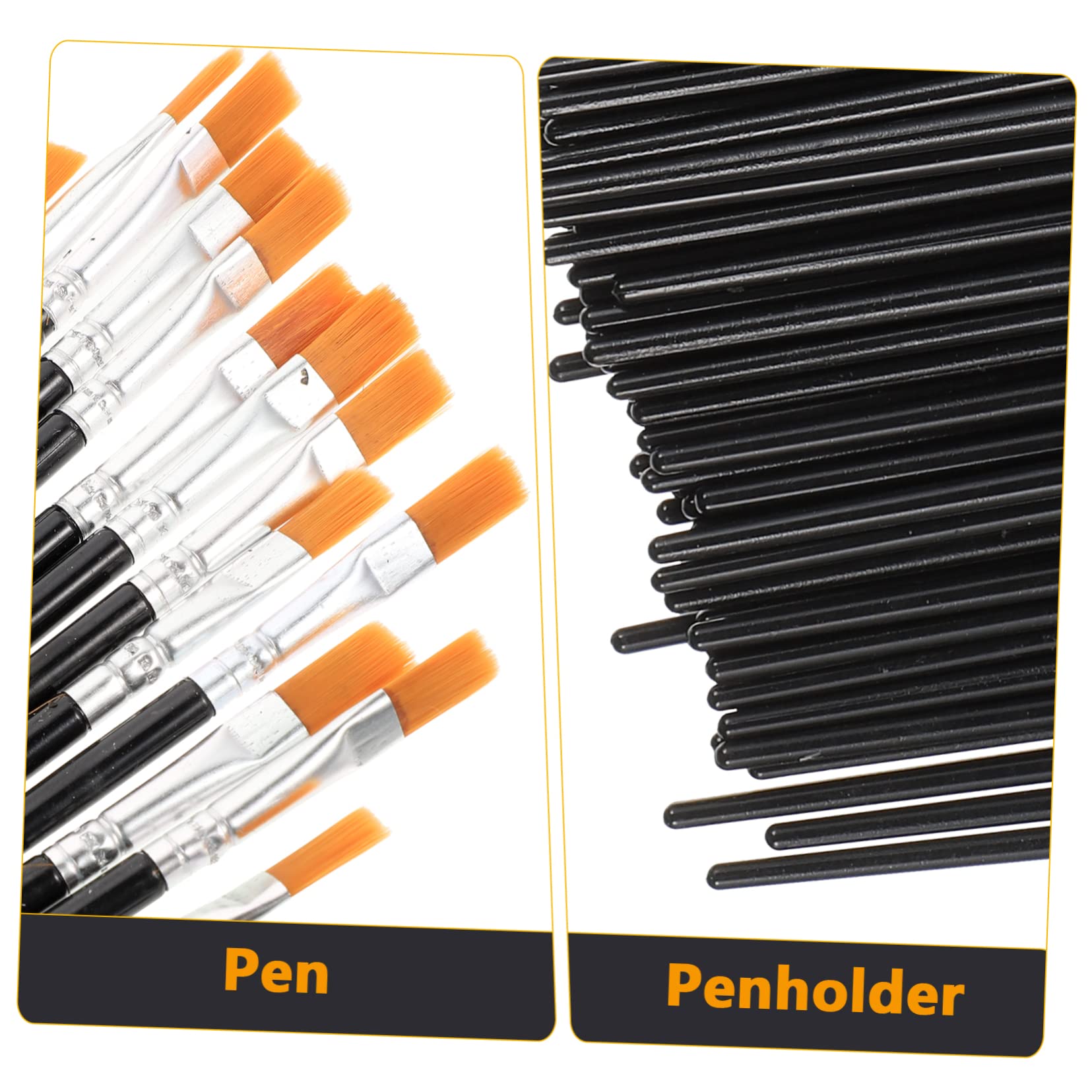 Pincel Plano de Pintura de Nailon Negro 200 Piezas para Principiantes