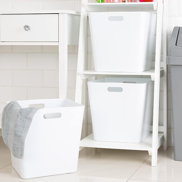 3 x Wham Plastic Studio Basket 15.01 Cube Ice White (Home & Office Storage Basket)