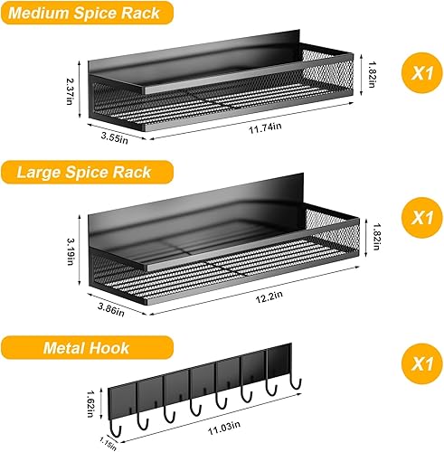 Miniatura 4 de Doitsf Estante magnético para especias para refrigerador con estante de 8 ganchos, paquete de 3, estante de refrigerador a prueba de óxido para