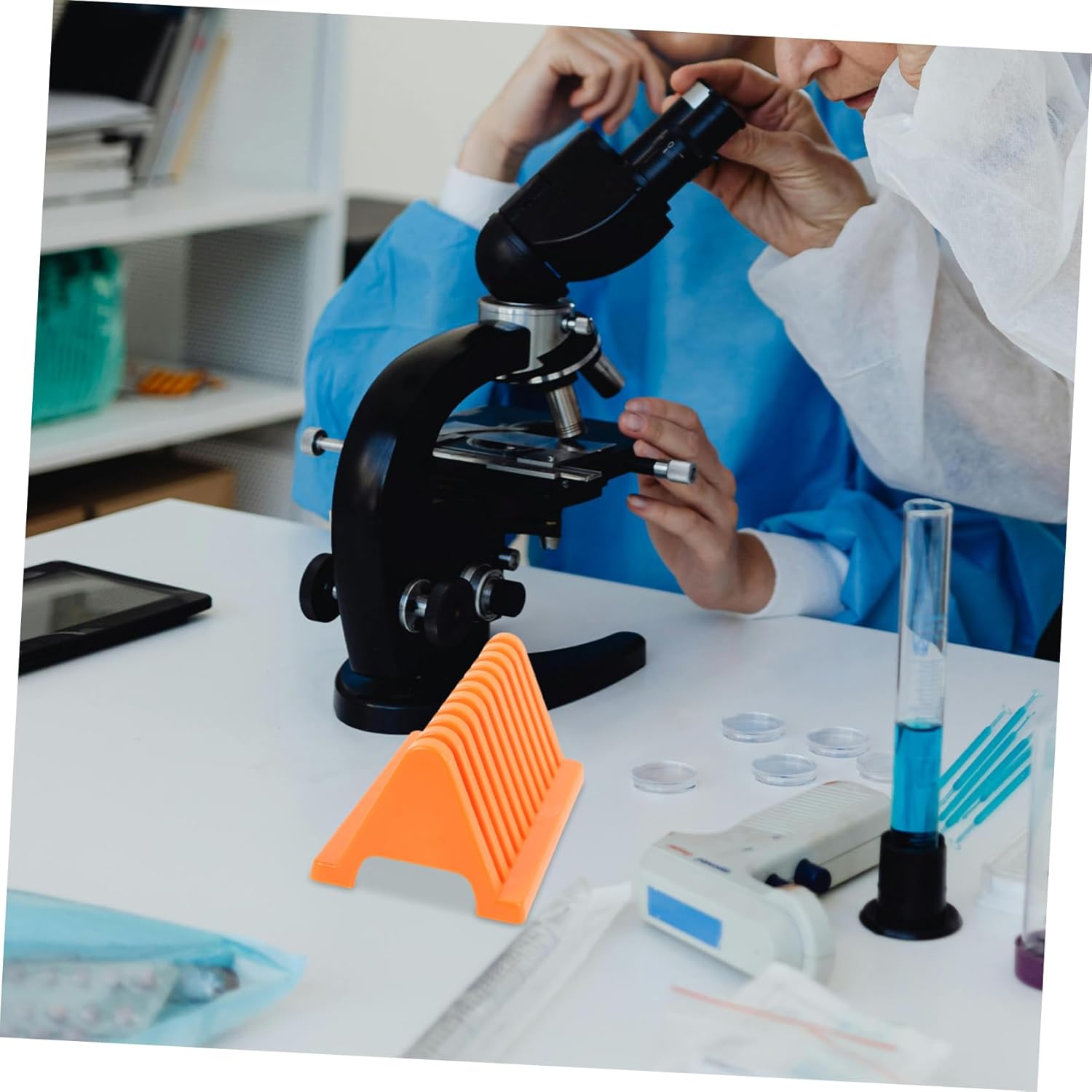 Mobestech 8pcs Plastic Microscope Slides Rack Staining Holder for Laboratory Use Storage for Microscope Slides Design