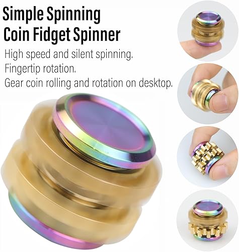 Miniatura 5 de FREELOVE Copper Gears Linkage Fidget Spinner Juguetes para adultos, mini pequeños spinners de metal silenciosos de primera calidad, apilables,
