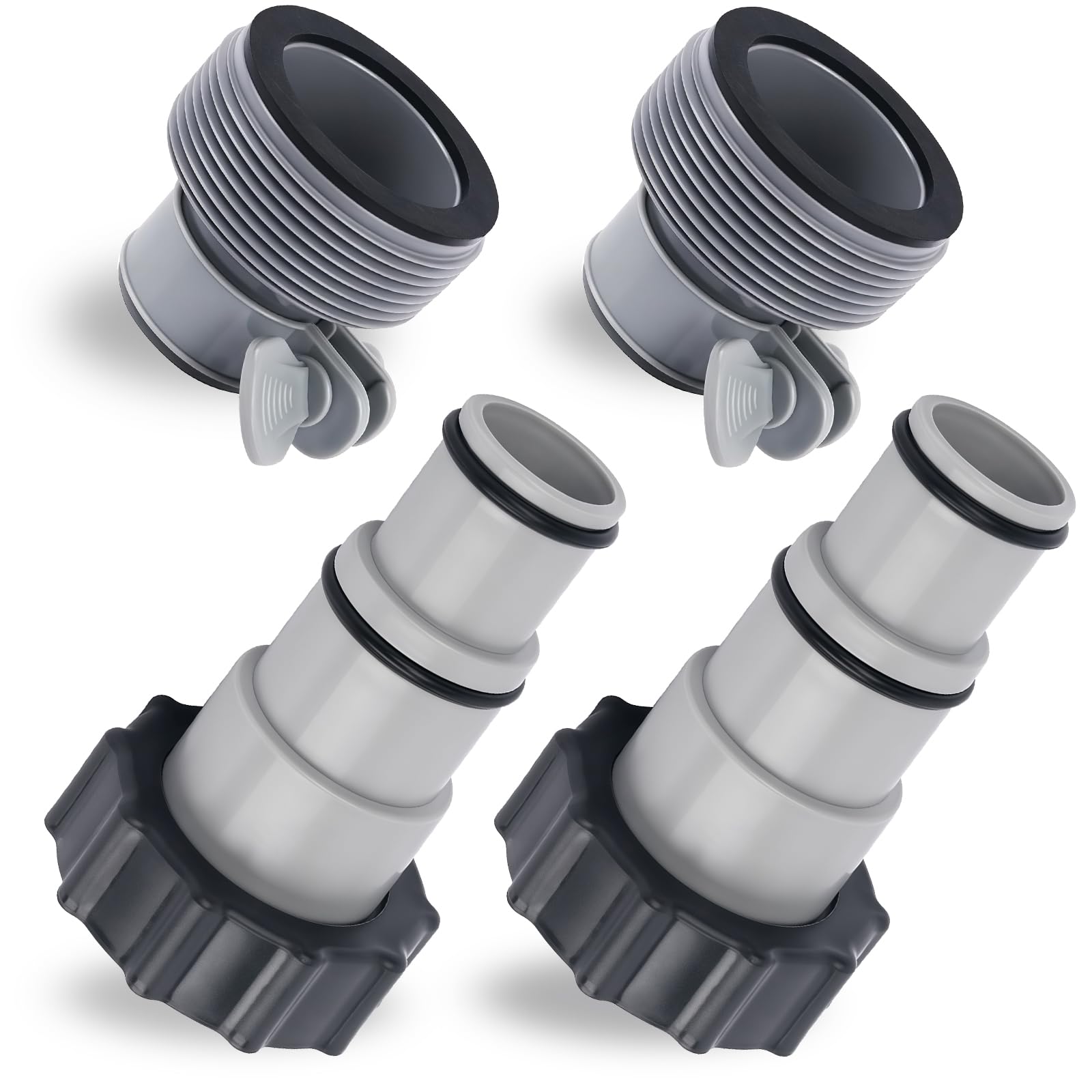 Poolschlauch Adapter Set, 4 Stück Schlauchadapter Pool Schlauch Adapter mit Gewinde, Pool Adapter A und Type B für Intex Pool Schlauchadapter für Pumpe, für Ø 32 und 38 mm Pool-Schlauch