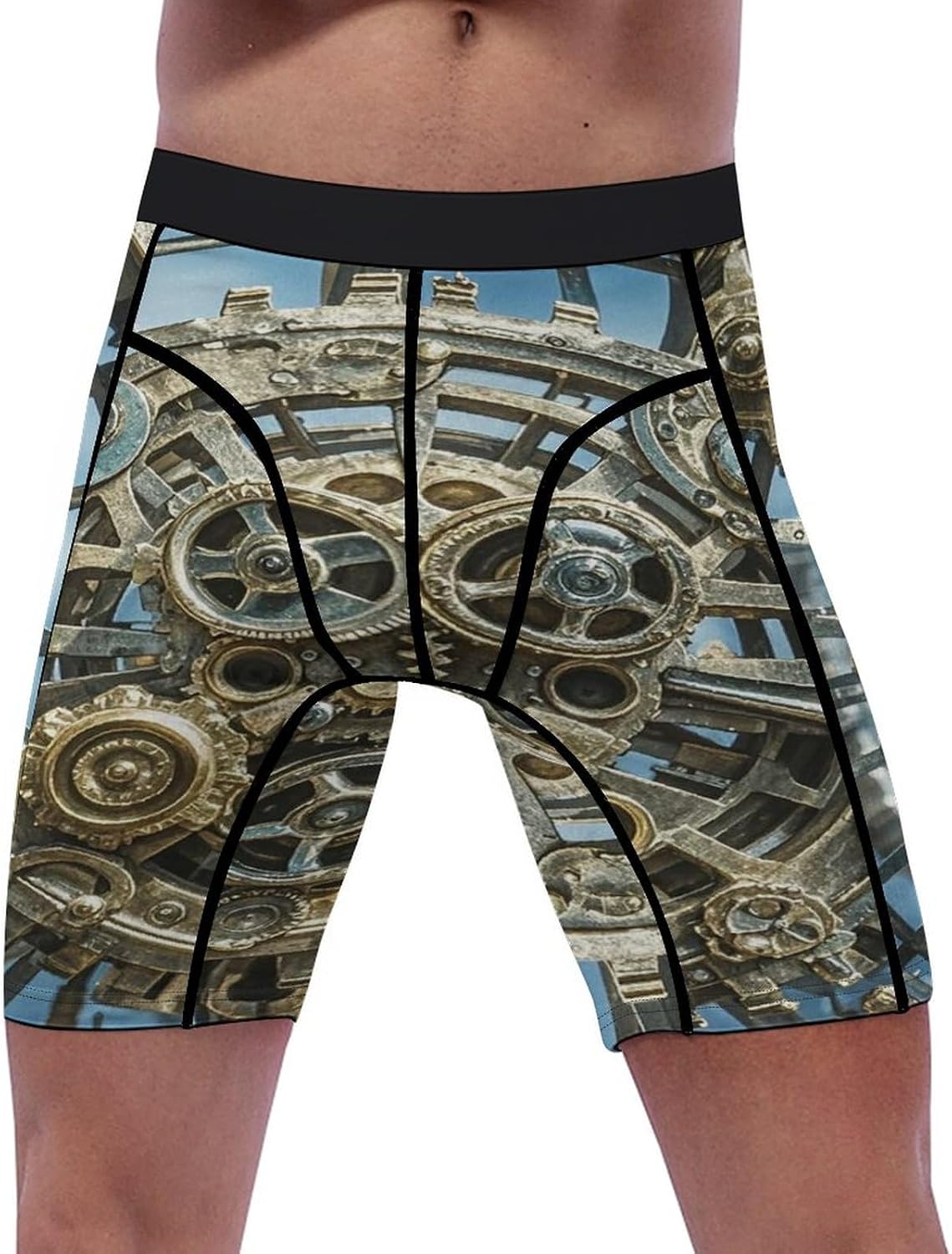 Cool Steampunk Gears Compression Shorts Men Spandex Sport Shorts Workout Performance Baselayer Underwear
