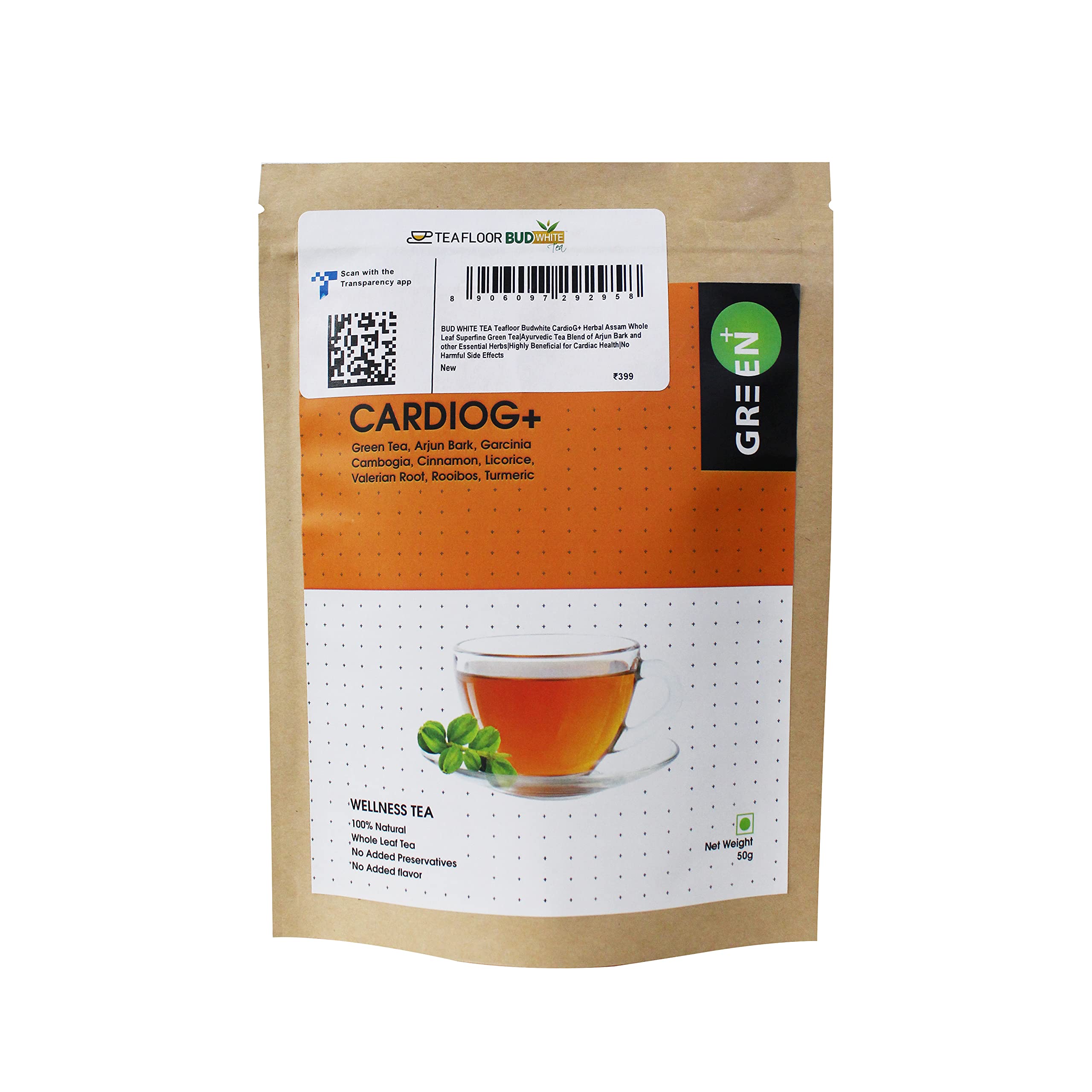 Teafloor CardioG+ Tea (50g , Pack of 1) || Superfine Green Tea with Arjun Bark , Valerian Root ,Garcinia Combogia ,Turmeric and Other Ingredients || No Harmful Side Effects || FSSAI Certified || (B0865HZVVS) Amazon Price History, Amazon Price Tracker