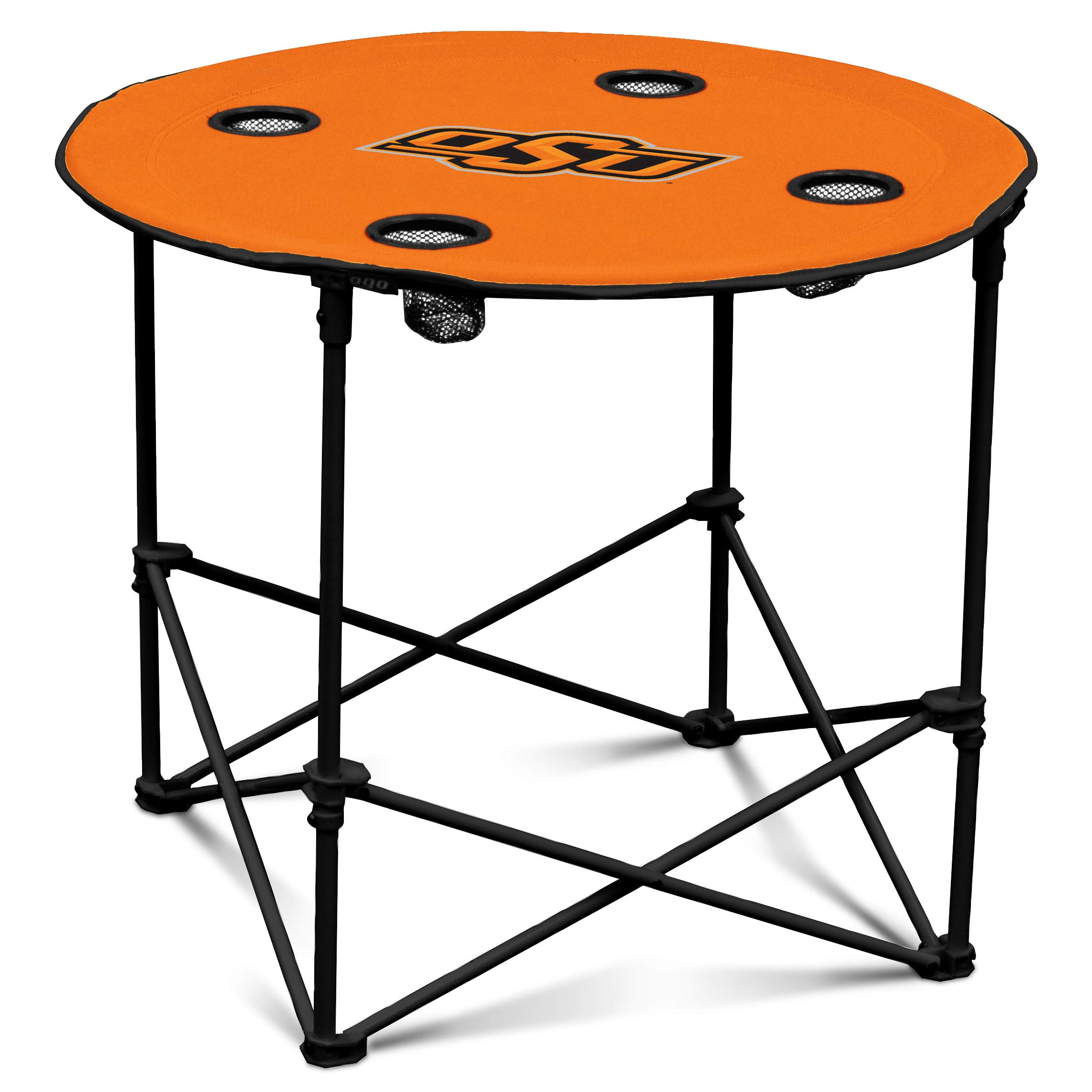 Oklahoma State Cowboys Collapsible Round Table with 4 Cup Holders and Carry Bag, Orange