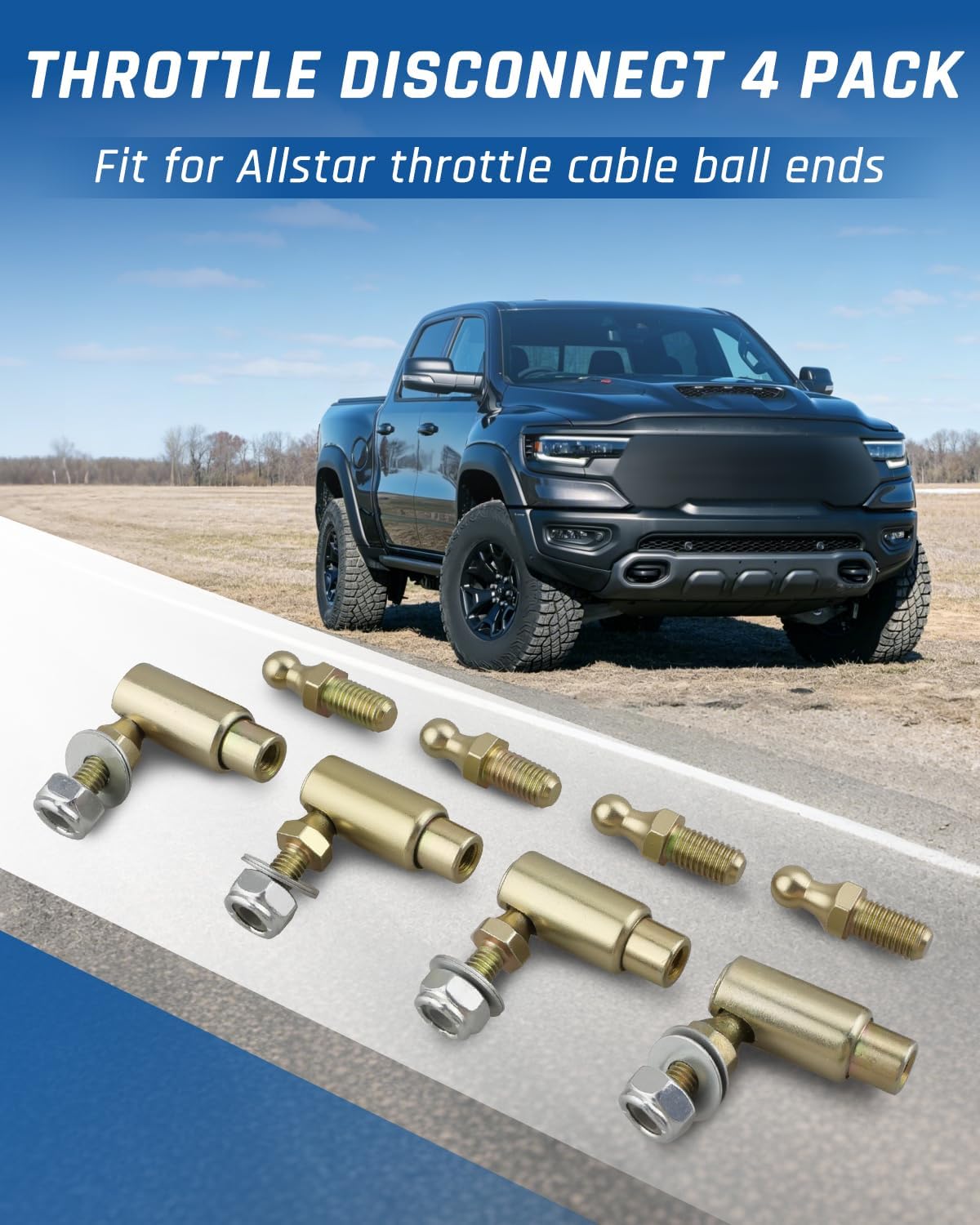 Throttle Disconnect Quick Release Ball Joint 10-32 in Female Thread, Fit for Allstar Throttle Cable Ball End, Throttle Cable End, Steel Carburetor Connecting Rod (4Sets)