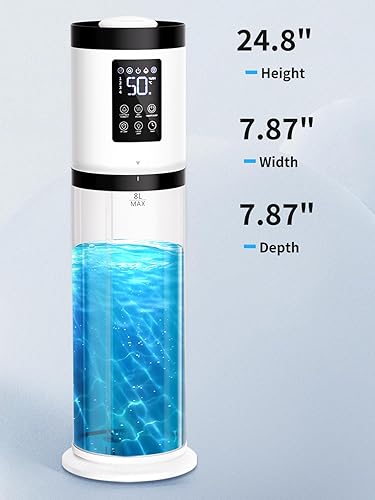 Miniatura 9 de Humidificadores de 8L para dormitorio, silenciosos de 30 dB, cobertura de 500 pies cuadrados, tiempo de funcionamiento de 60 horas, llenado