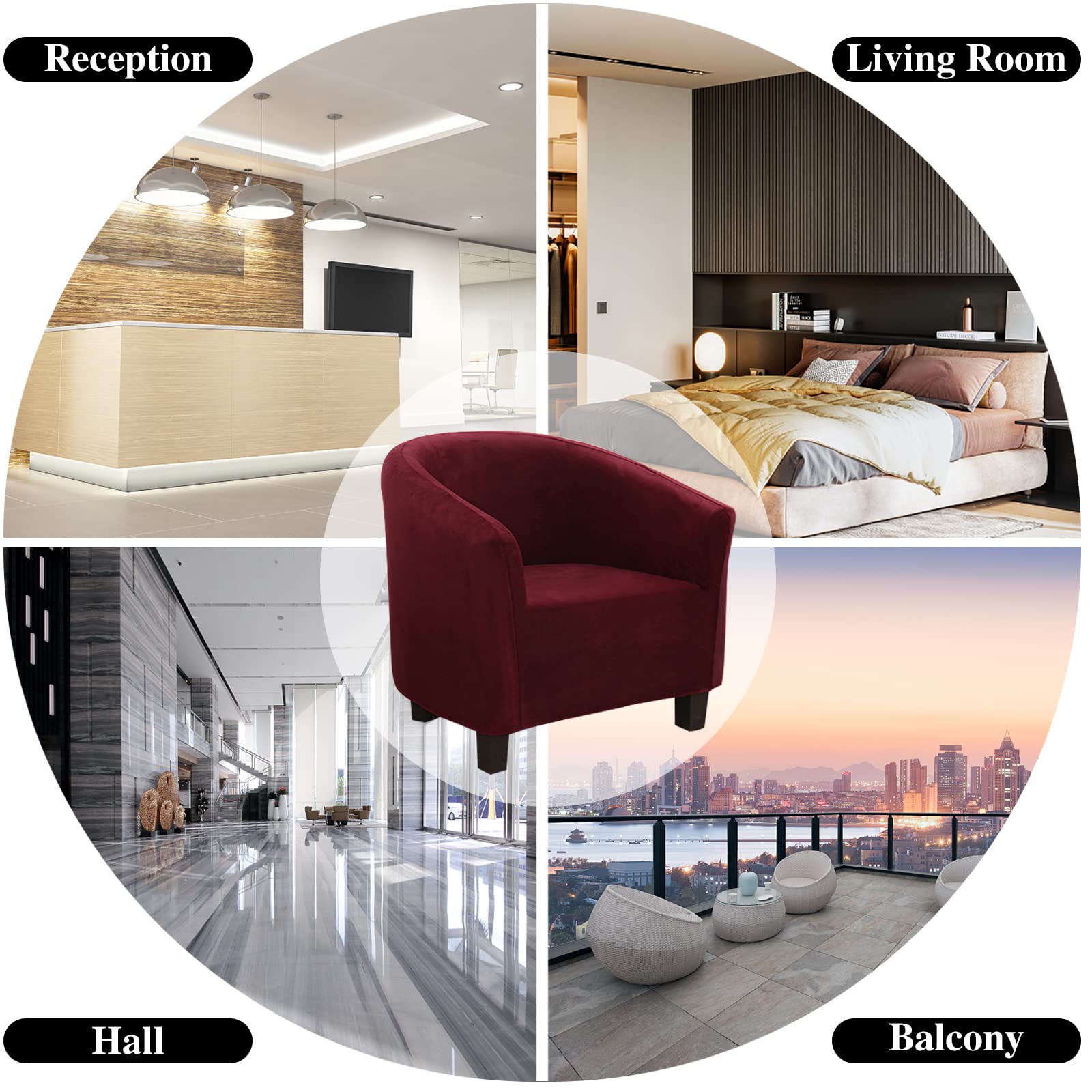 Jaotto Copripoltrona 1 Posto Elasticizato,Fodere Copripoltrona Universale,Copripoltrona da Cocktail Chesterfield Velluto Lavabile Antiscivolo per Bancone Soggiorno Tullsta (Boedeaux,1 Pezzo)