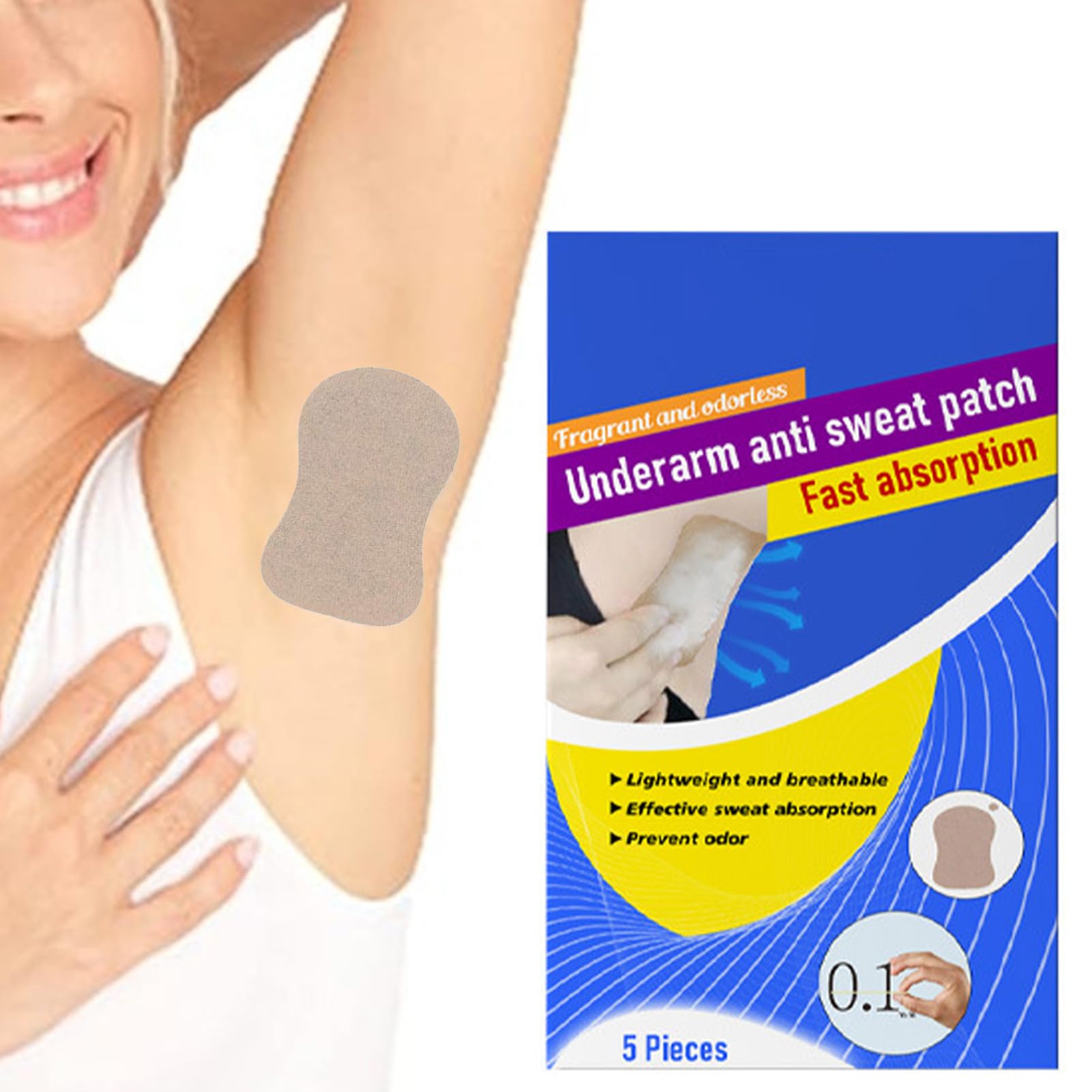Wk?adki przeciwpotowe pod pachami Niewidoczne, Wk?adki przeciwpotowe pod pachami dla kobiet,Efektywne 5 sztuk podpasek przeciwpotowych | Sweat Guard Soft redukuje nieprzyjemny zapach,