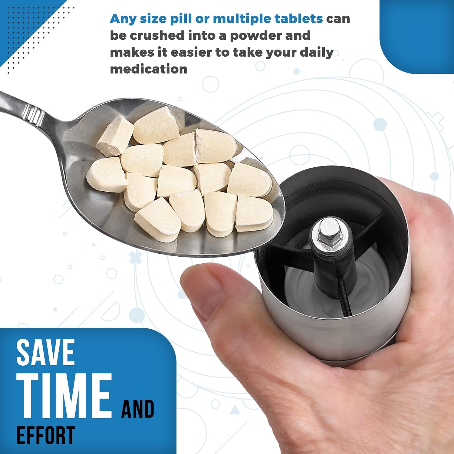Pill Grinder - Top Choice Pro Pill Crusher and Cutter that Grinds Your Pills and Tablets to Help Make Taking Medication and Supplements Easier, Manual Stainless Steel Design…