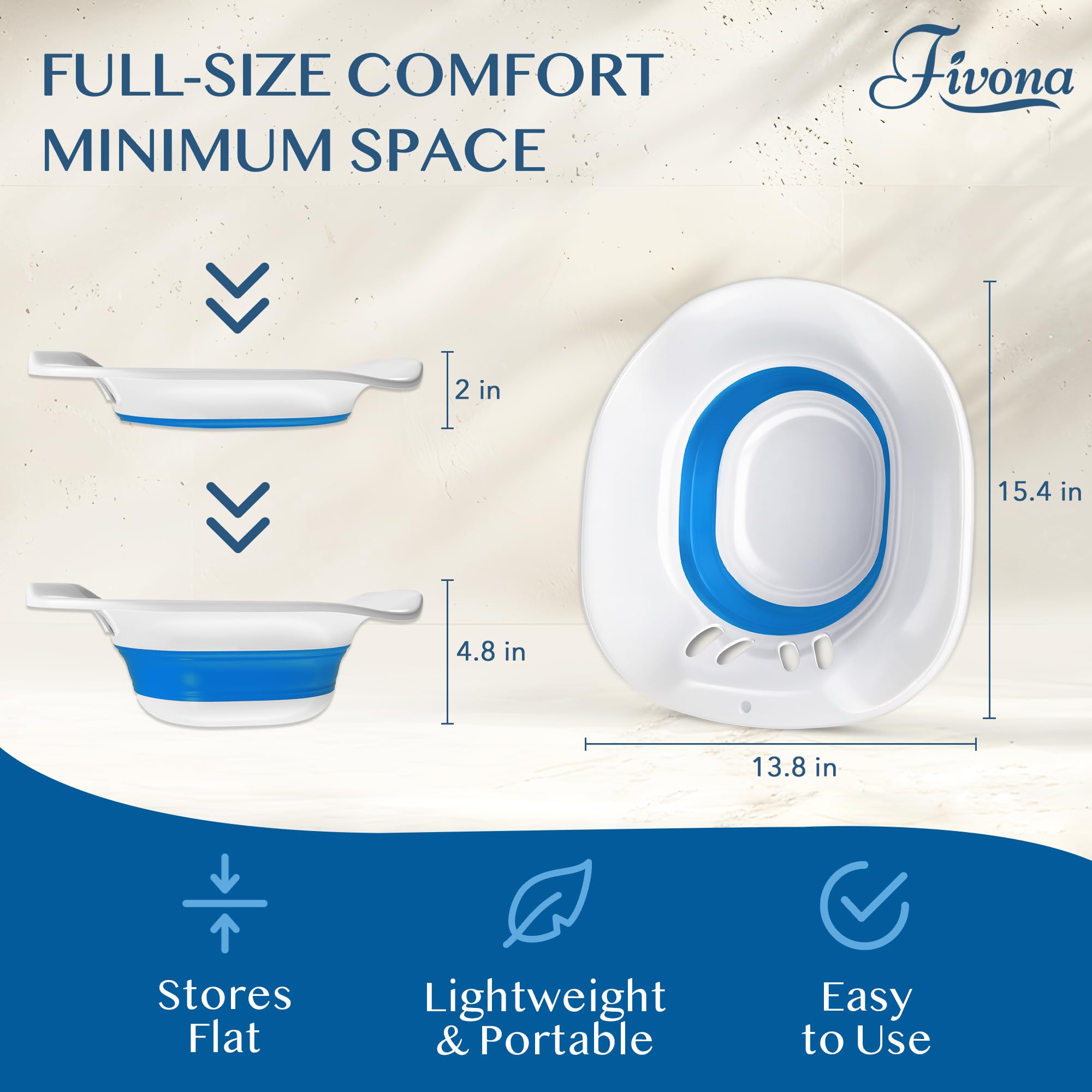 Fivona Unisex Sitz Bath Seat for Soak and Yoni Steam - Hemorrhoid, Fissure, Postpartum Care - BPA Free, Ergonomic Seat, Anti-Spill - Universal Fit