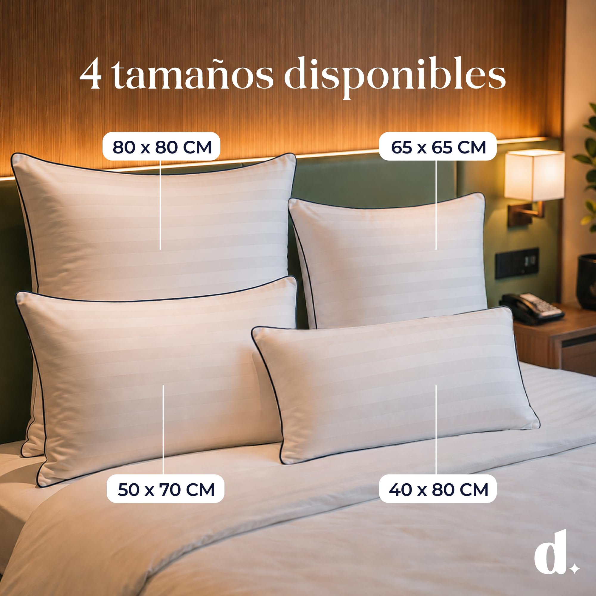 Dreamzie Almohada 80x80cm Juego de 2, Confort Hotel de Lujo - Cojines Cama Mullida, Cojin Suave - Almohadas Lavables, para Todas Las Posiciones al Dormir - Oeko-Tex