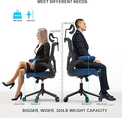 Miniatura 2 de Silla de oficina en casa, silla de escritorio ergonómica y cómoda, silla de computadora con respaldo alto, reposacabezas ajustable con brazos